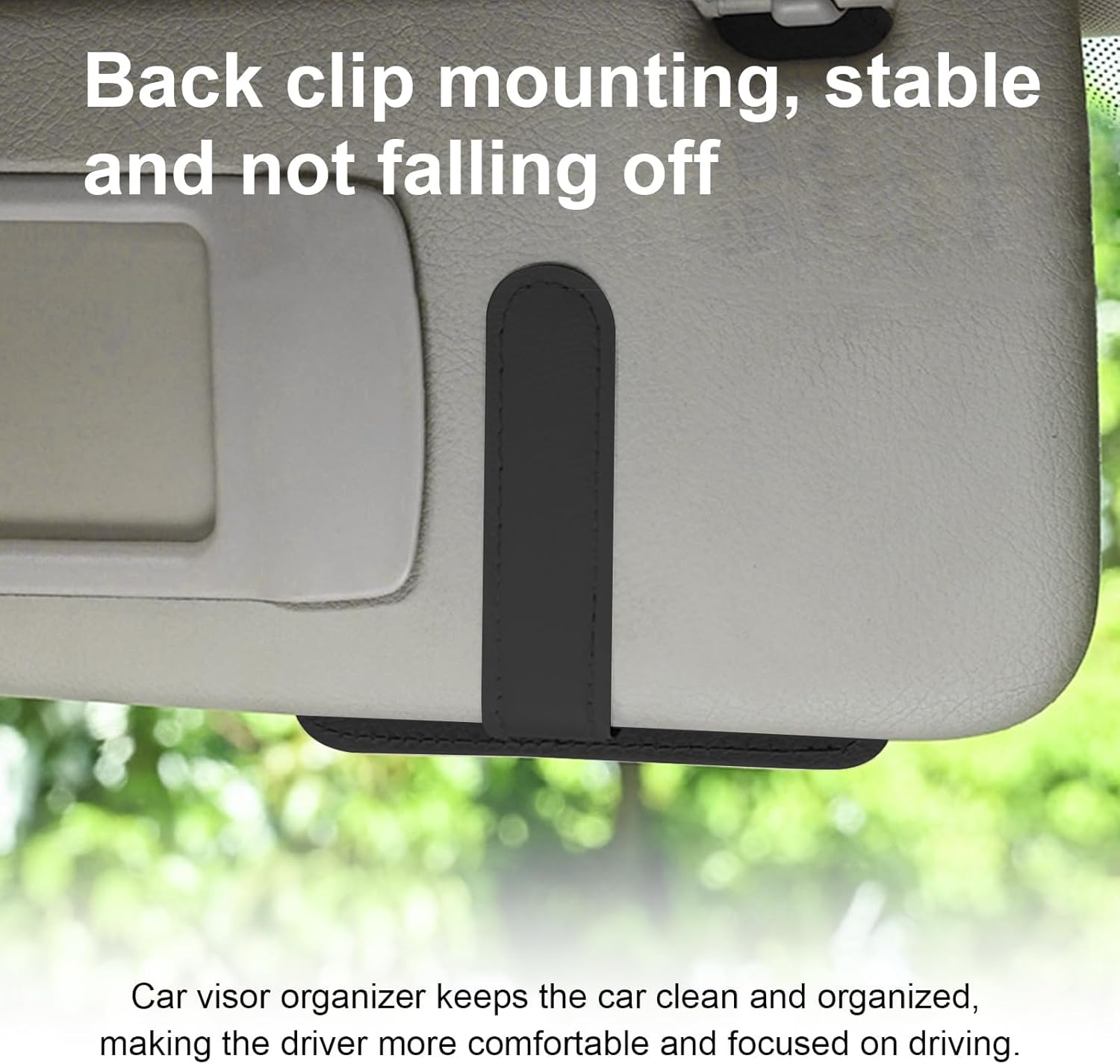 Car Sun Visor Organizer, Small Auto Visor Organizer and Storage, Registration and Document Holder, Vehicle Accessories for Sunglasses, Document, Card, Pen, Driver License (Black)