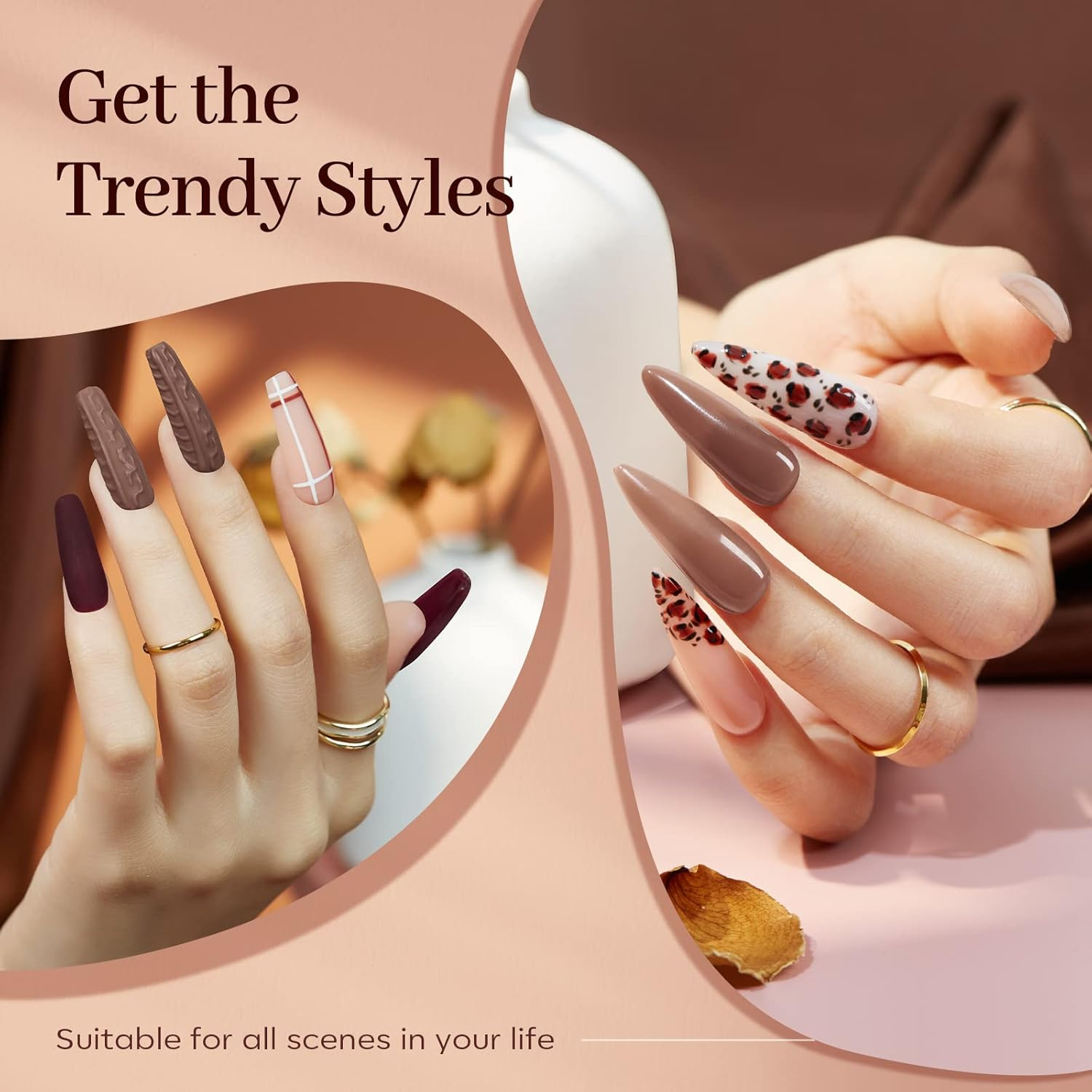 Modelones Poly Nail Gel, 6 Colors Nude Skin Tones Pink Neutral Brown Collection Poly Extension Gel Set Builder Nail Gel French Manicure DIY Design Nail Art Home Salon Beauty Gift image number 2