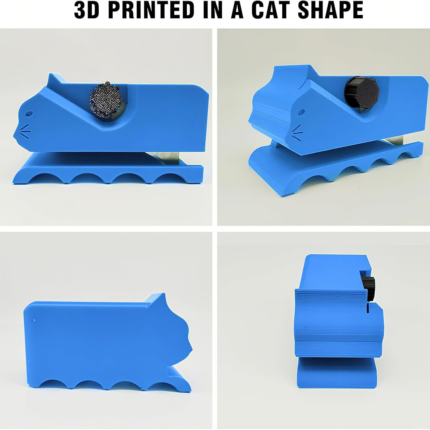 Handheld Cardboard Cutter for Cat Scratchers | 3D Printed Kitten Shaped Cutting Tool | Eco-Friendly DIY Cardboard Strip Cutter Machine | Portable & Durable for Cat Lovers (Blue) image number 5
