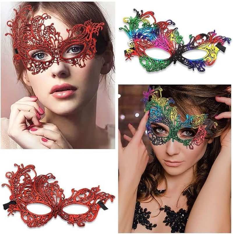 4 Pcs Lace Masquerade Masks Mardi Gras Mask Men Women Venetian Masks Prom Eye Mask Set Costume Party Supplies for Carnival Mardi Gras Halloween Anniversary Festival Ball, Style 12