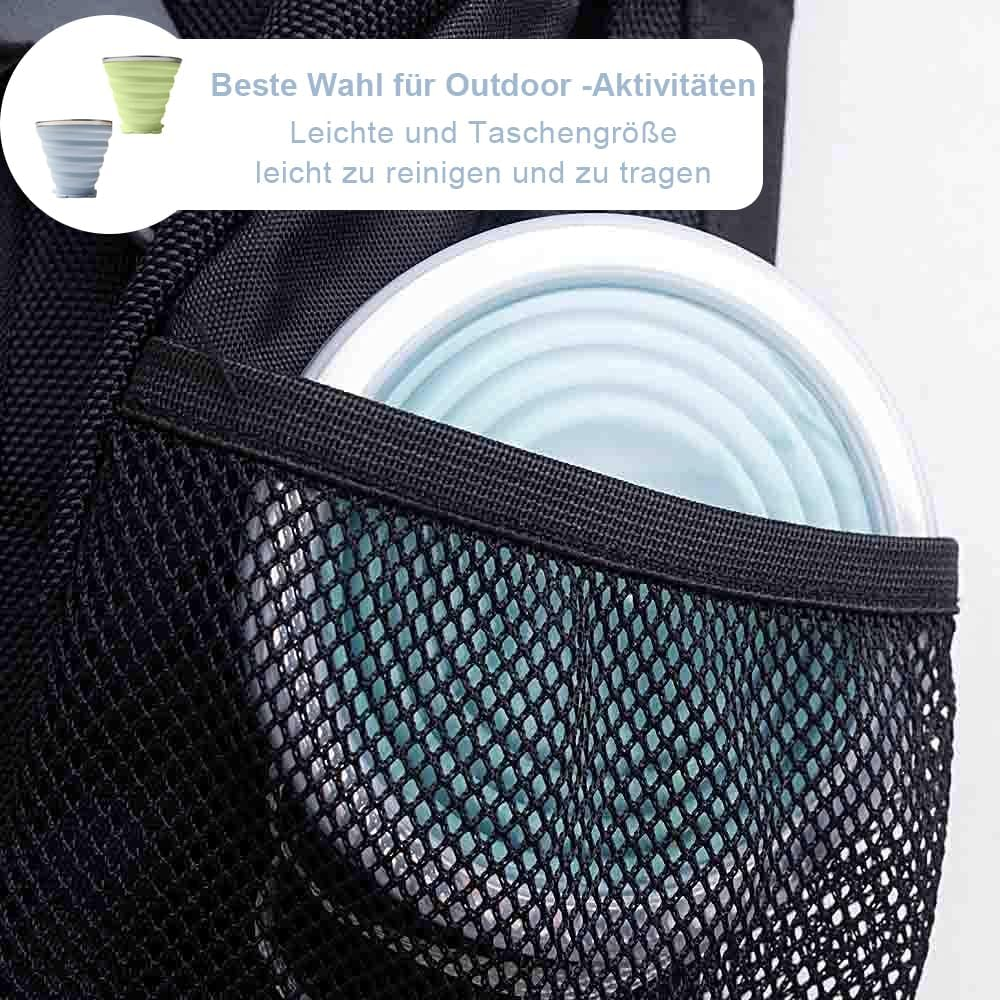 Foldable Cup, Pack of 2 Folding Cups, Silicone, Foldable Travel Mug, Foldable Silicone Cup with Lid, Reusable for Picnics, Camping, Outdoor, Hiking, Travel, 270 Ml, Sky Blue, Matcha Green image number 3