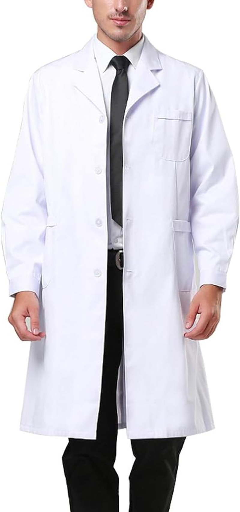 Scientist Long Professional White Lab Coat Long Sleeve Uniform Unisex Buttons down Doctor Nurse Workwear image number 2