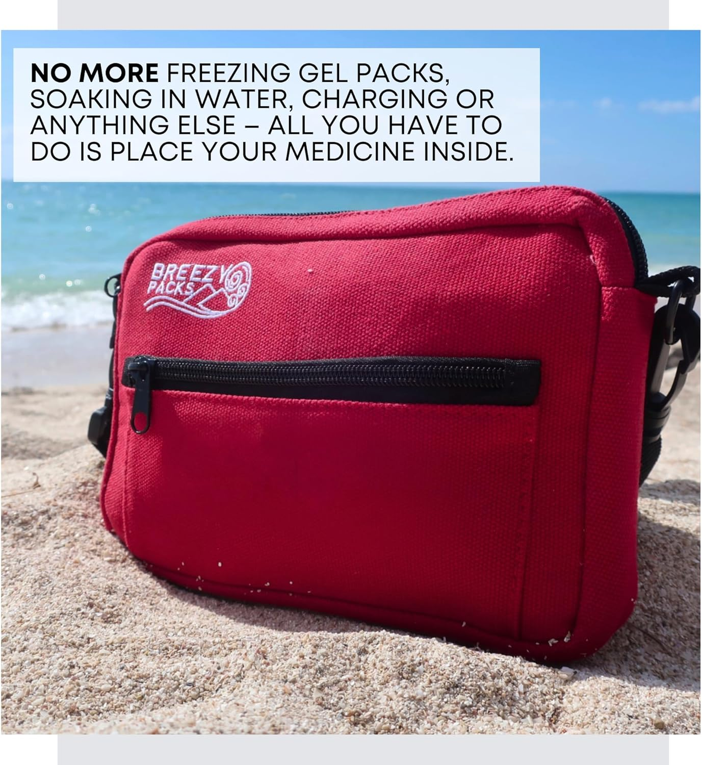 Insulin Cooler Travel Case | Epipen Carry Case | Insulin Travel Case Tsa-Approved | Self-Recharge, No Electricity or Refrigeration | Breezypacks | Keep Medicine at Room Temp. | Breezy Mega (Red) image number 2
