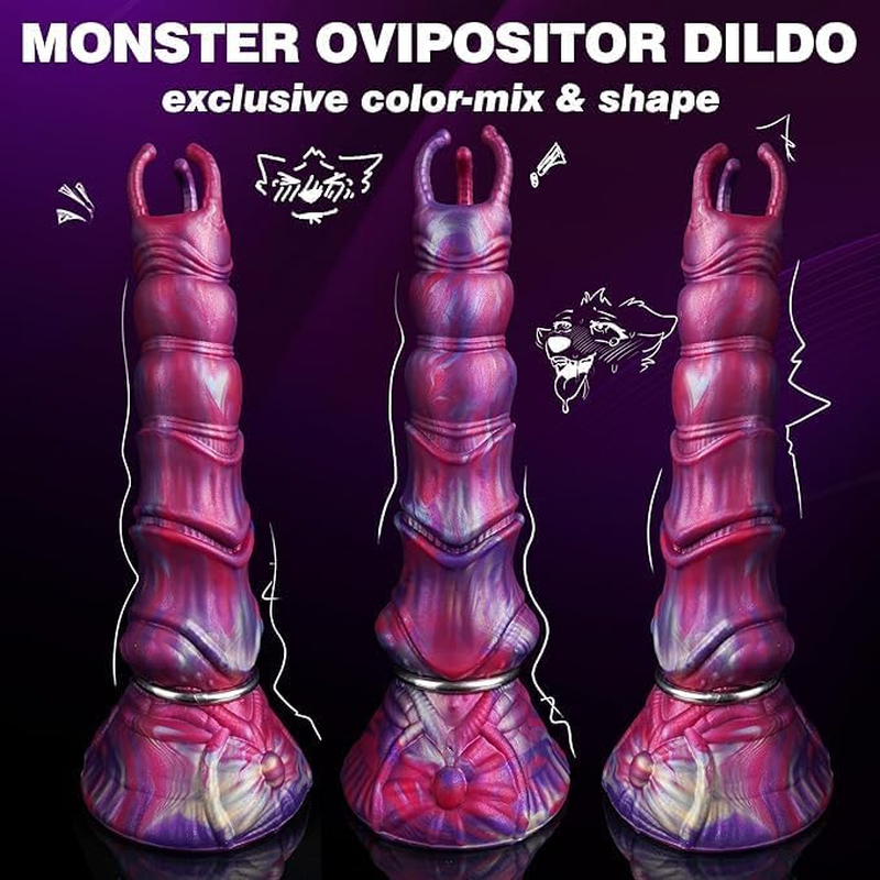 10" Monster Dildo, Fantasy Ovipositor Dildo with 4 Eggs, Big Dog Knot Squirting Ejaculating Dildos, Inflatable Dildos with Inflating Pump, Anal Adult Sex Toys for Women Men image number 3