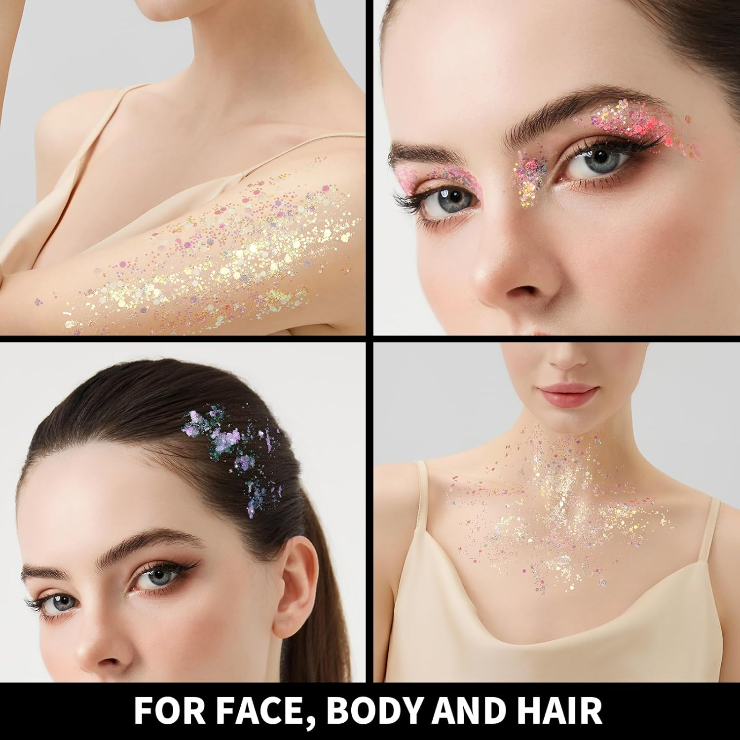 Teenitor 6 Colors Glow in the Dark Glitter Gel, Face Glitter Gel, Body Glitter Hair Glitter for Halloween Makeup UV Black Light Party Cheer Raves Festivals image number 1