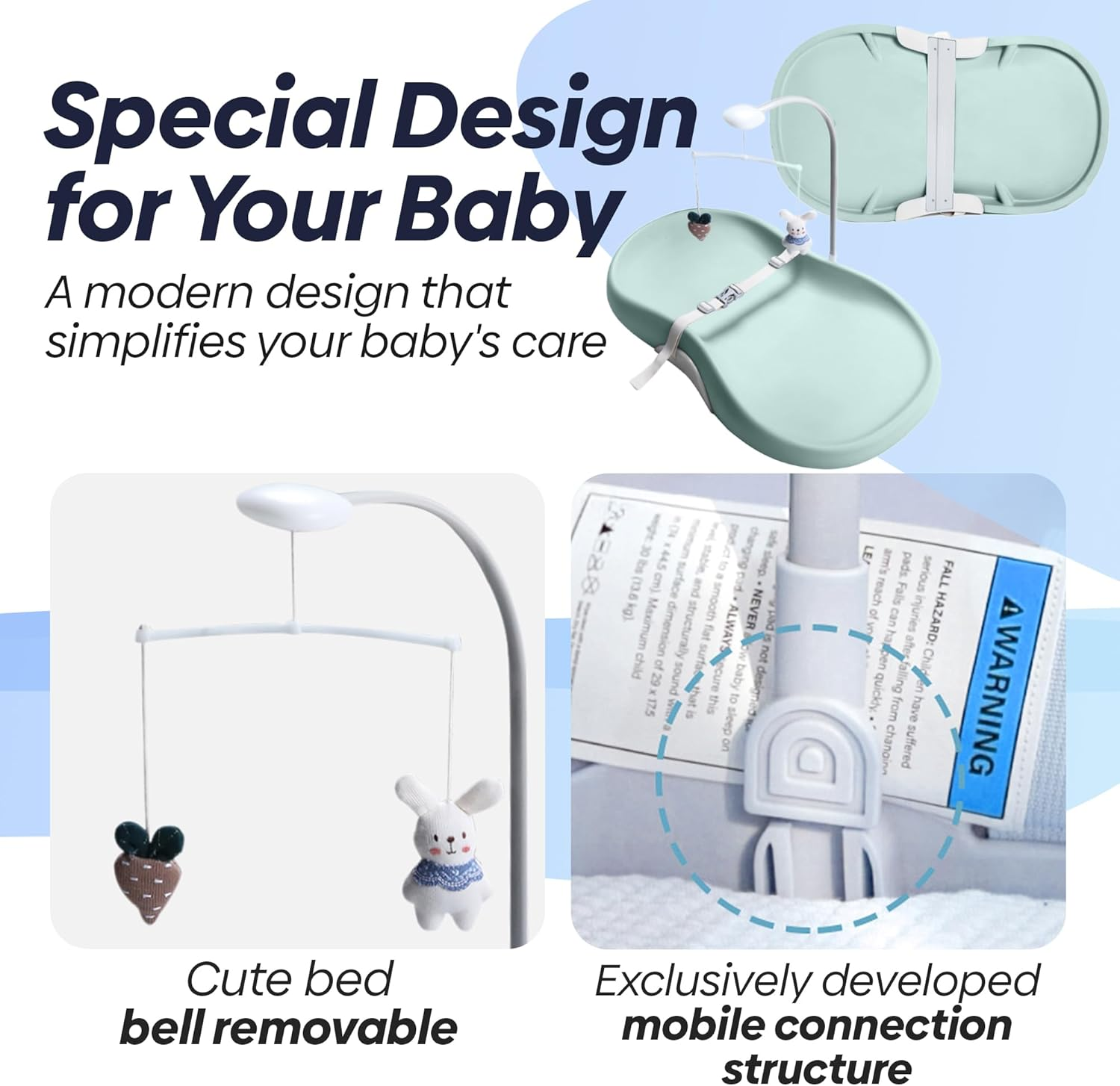 FLAIREON Baby Changing Pad, Waterproof Soft PU Change Pad for Babies, Portable Baby Changing Mat, Fits All Changing Tables, Lightweight Nappy Change Mat, Soft Change Mat Cover &ndash; Light Gray (Green) image number 5