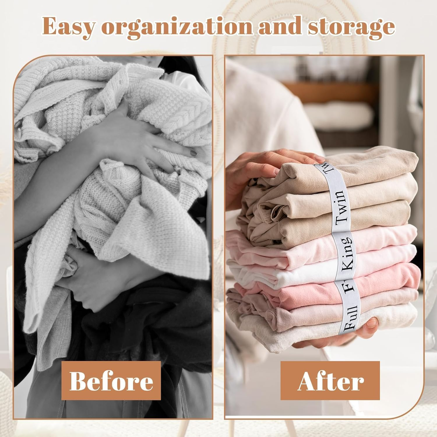 Bed Sheet Organizer Bands, 12Pcs Bed Sheet Organizer Elastic Bands, Closet Organization Sheet Straps,Linen Labels Bedding Bands,Elastic Bedding Sheet Straps,Bed Sheet Organizer Bands Bedsheets Bands image number 6