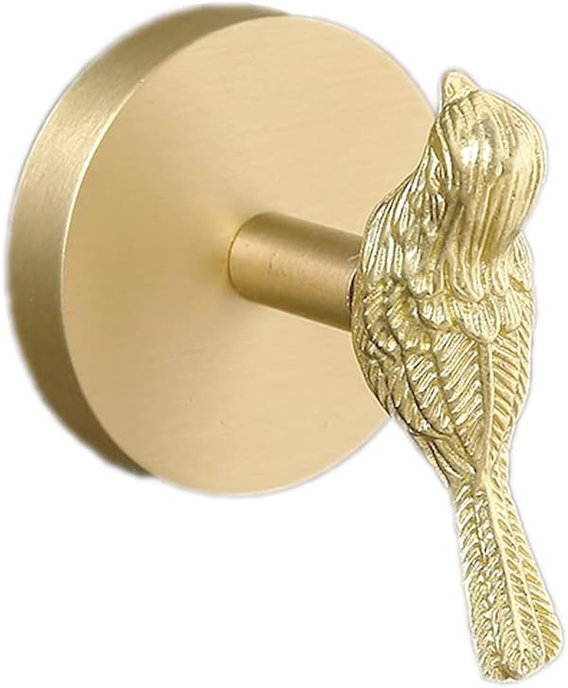 Jfwuhap Hwrtyeg Bird Shape Hooks - 1 Pcs Brass Towel Robe Hooks, No Drill Wall Mount, Stainless Steel & Brushed Brass Finish, Ideal for Bathroom & Kitchen image number 4
