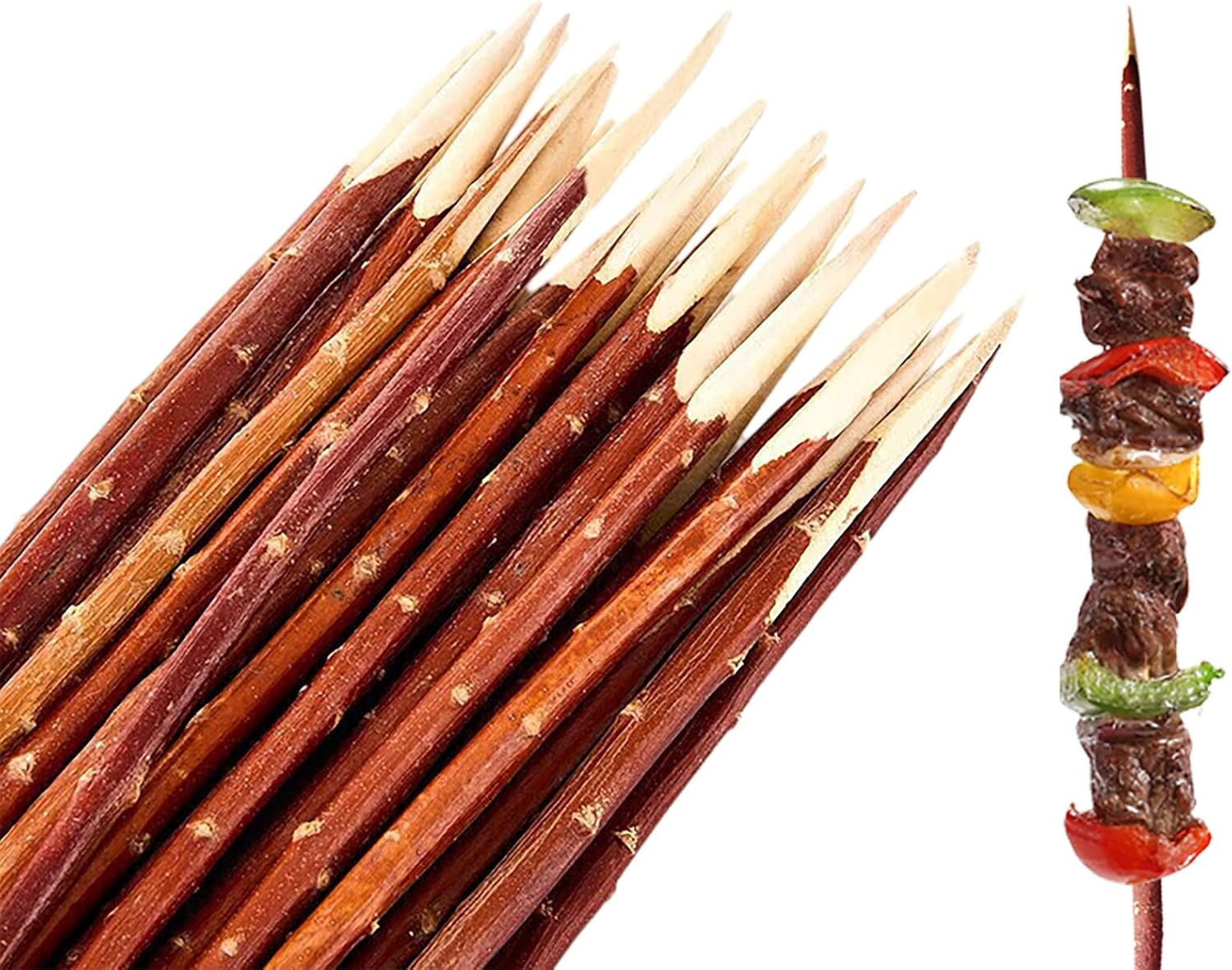 12" Natural Willow Branch Skewers for Kabobs,Bamboo Skewers Alternatives,For Bbqs, Appetizers, Corn Dog, & Grilling(50 Pcs) image number 1