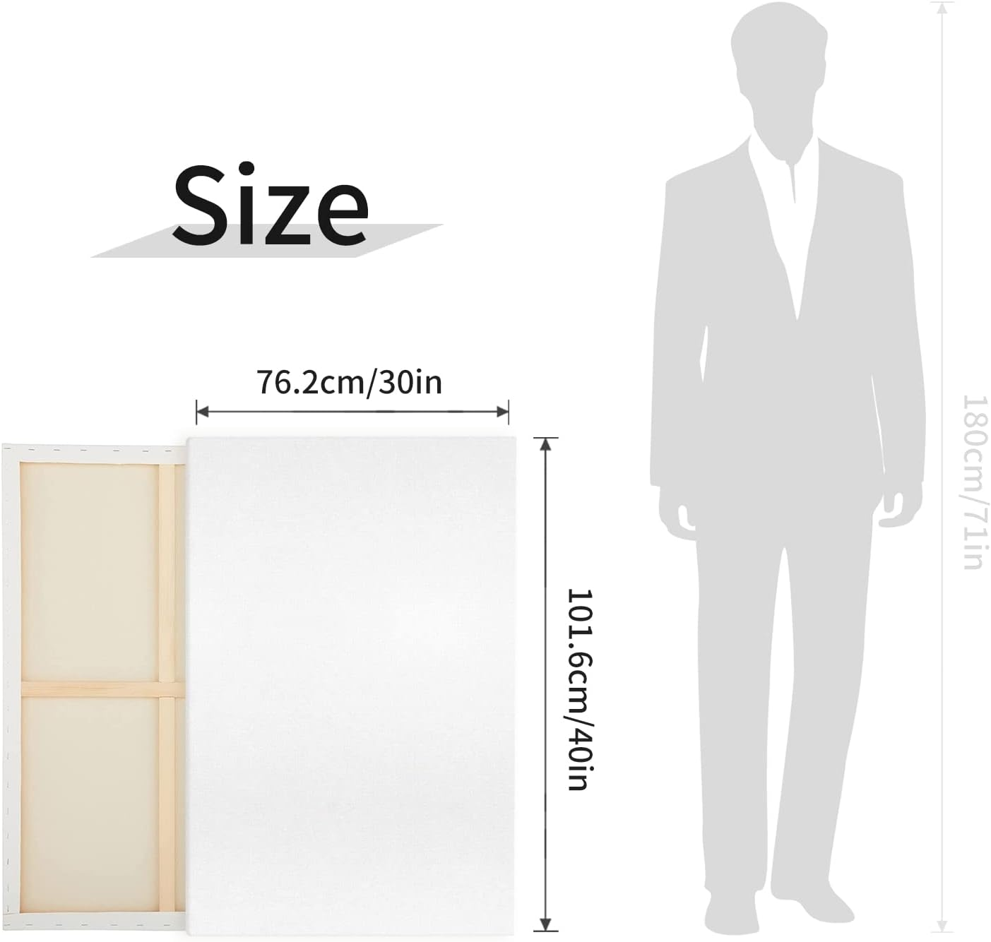 Jenjen Tradition Large Canvas for Painting, 2 Pack 30X40'' White Pre Stretched Canvases Fivefold Primed 100% Cotton Big Blank Boards Art Supplies Acrylic Pouring, Oil Watercolor Painting & Wet Media