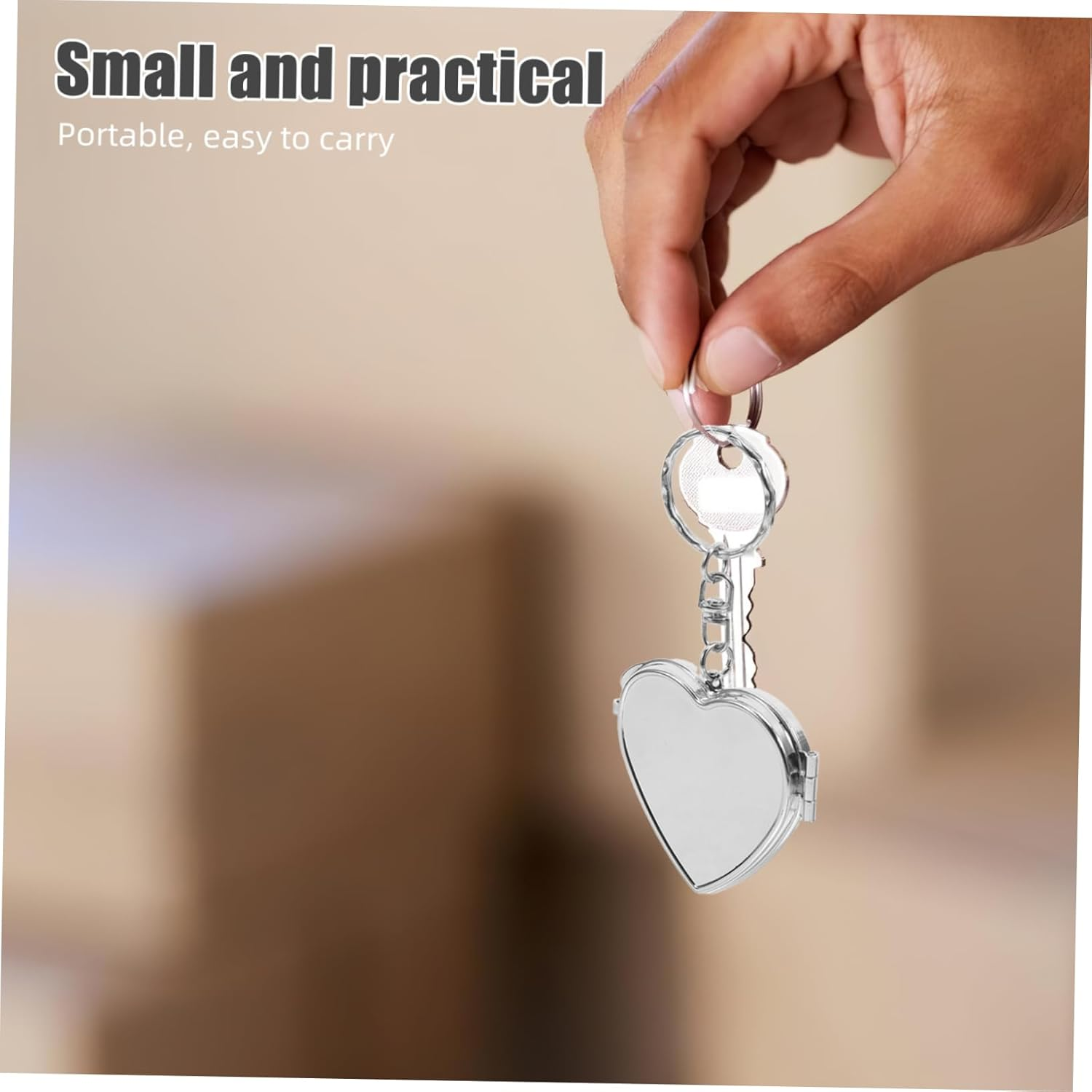 Ibasenice 2Pcs Mini Mirror Keychain Cosmetic Mirror Keychain Double-Sided Folding Makeup Keyring Pocket Vintage Portable Key Chain Accessories Compact Light image number 5