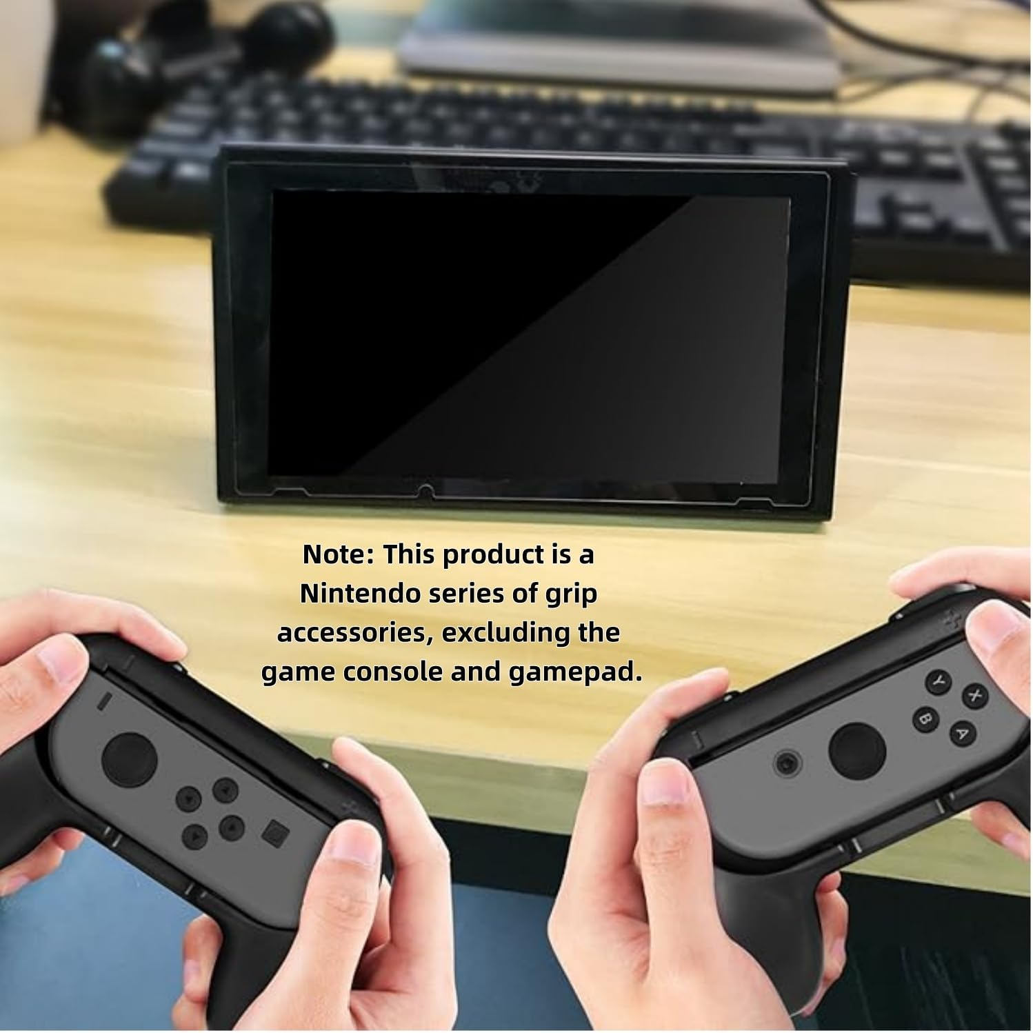 Shoyisenka Nintendo Switch Joy-Con Grips - 2 Pack Ergonomic Handle Kit with Anti-Slip Texture (Black) | Wear-Resistant Controller Accessories image number 2