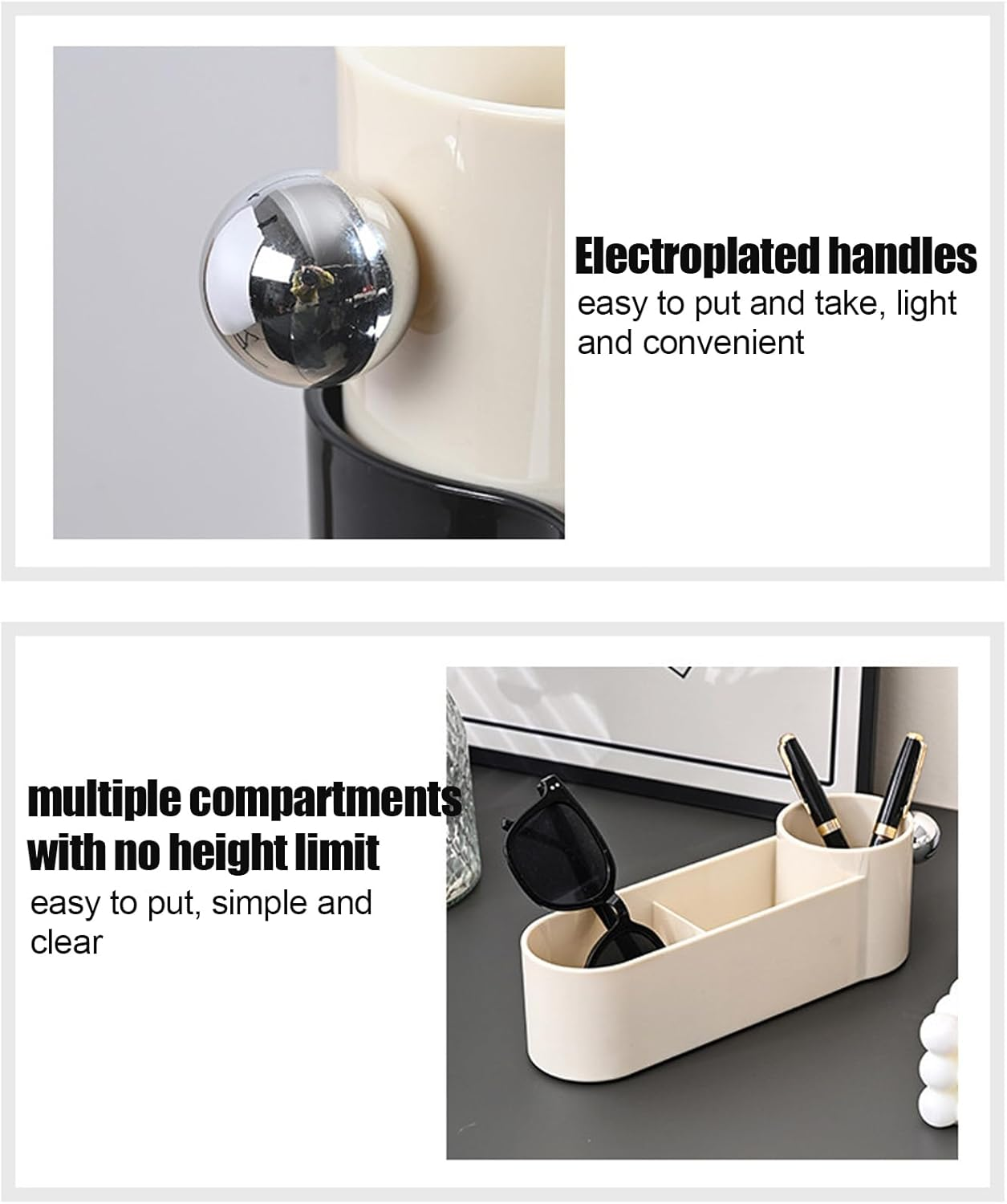 Vanity Makeup Organizer | Split Design Desk Brush Holder,Beauty Holder - for Home Vanity Bedroom Counter Dresser Dorm Room Studio image number 1