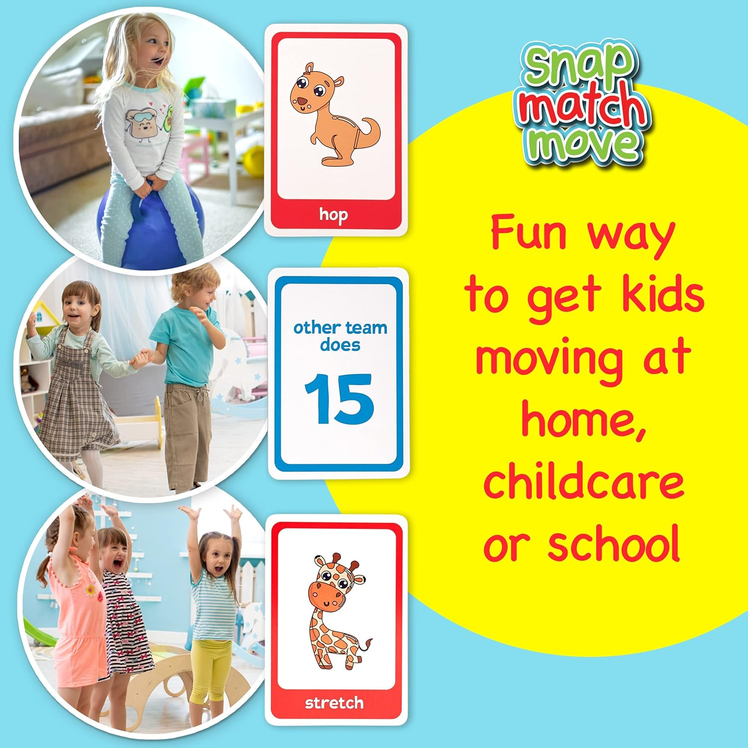 Animal Exercise Card Game | Kids Exercise Equipment - Play Active Games for Kids | Physical Activity Games - Memory, Go Fish and Snap | Exercise Cards for Kids Fitness | Exercise Flash Cards image number 5