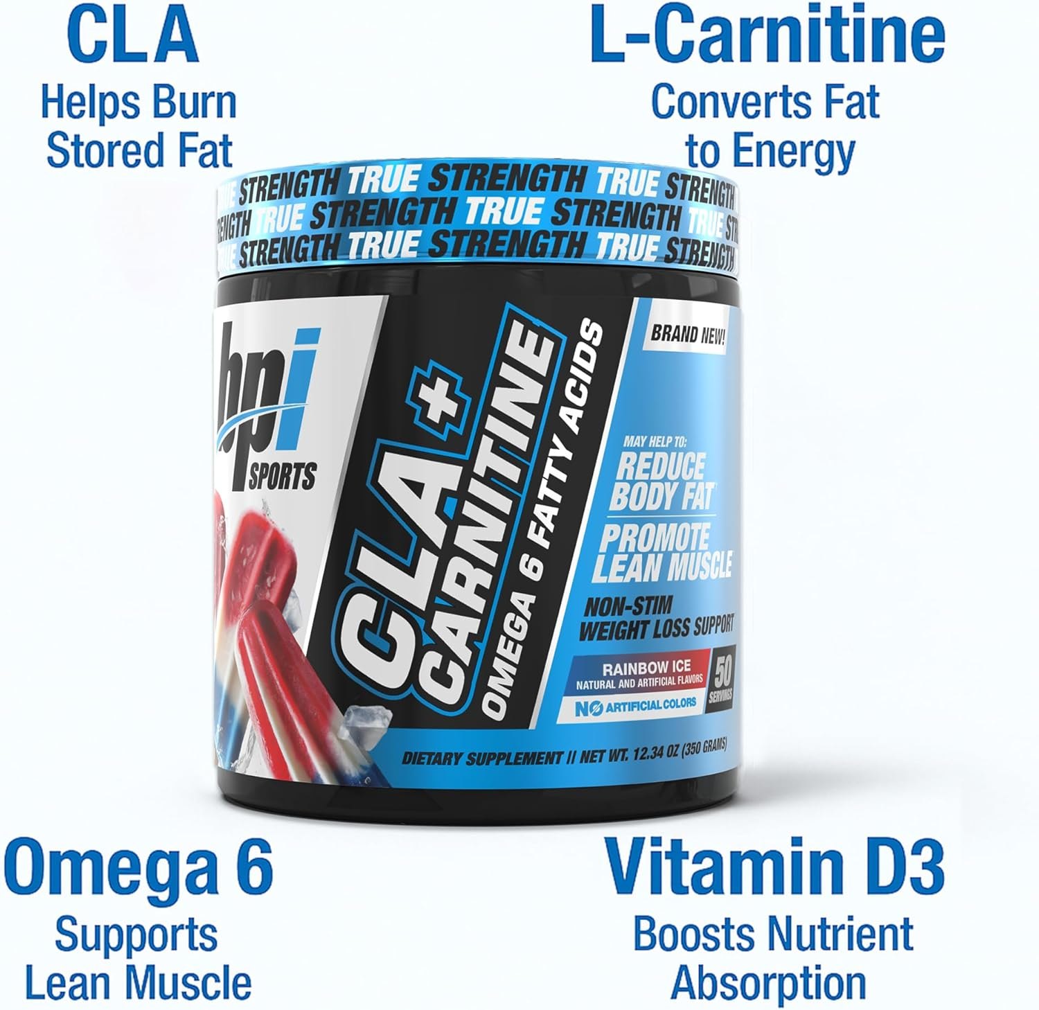 BPI Health CLA + Carnitine, 50 Servings, Rainbow Ice, 0.32 Kilograms image number 1