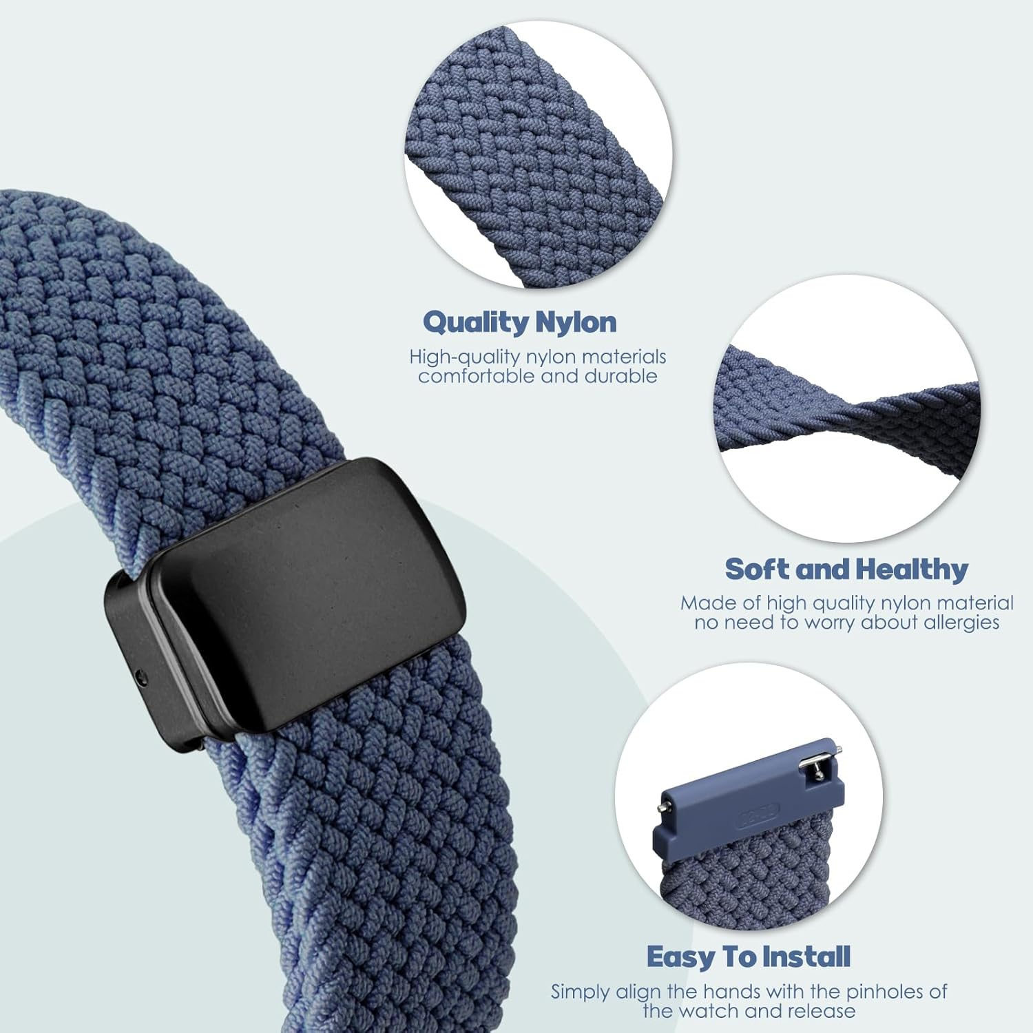 22 Mm Bracelet Compatible with Amazfit Bip 5/Amazfit Cheetah/Amazfit Cheetah Pro/Amazfit Balance, 22 Mm Nylon Sport Adjustable Replacement Watch Strap for Amazfit Bip 5 image number 1