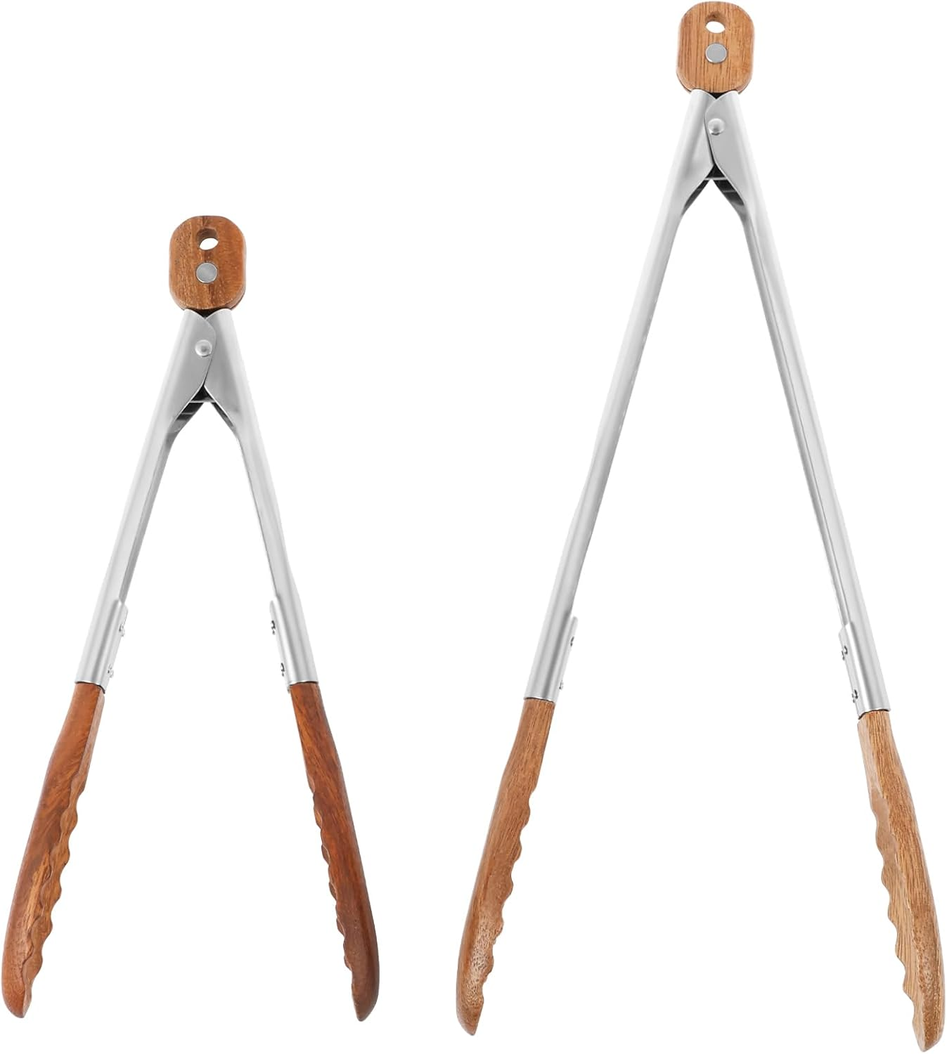 2 Pcs Walnut Wooden Kitchen Tongs Wood Food Tongs Salad Tongs with Wooden Tips, Locking Tongs Wood Serving Tongs for Flipping Cooking Grilling image number 3