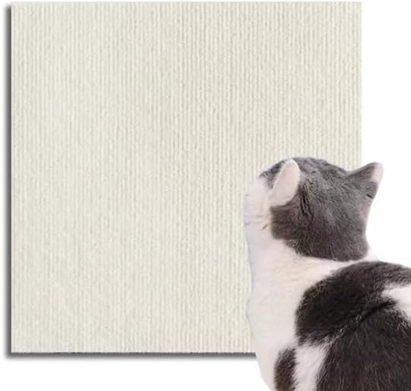 Cat Scratcher Mat-Trimmable Adhesive Cat Scratch Furniture Protector Pad for Wall, Couch & Floors -Durable Polyester Fiber,Beige, 40X100Cm,- Compatible with Wood, Plastic, Glass, and Leather- Haheihei