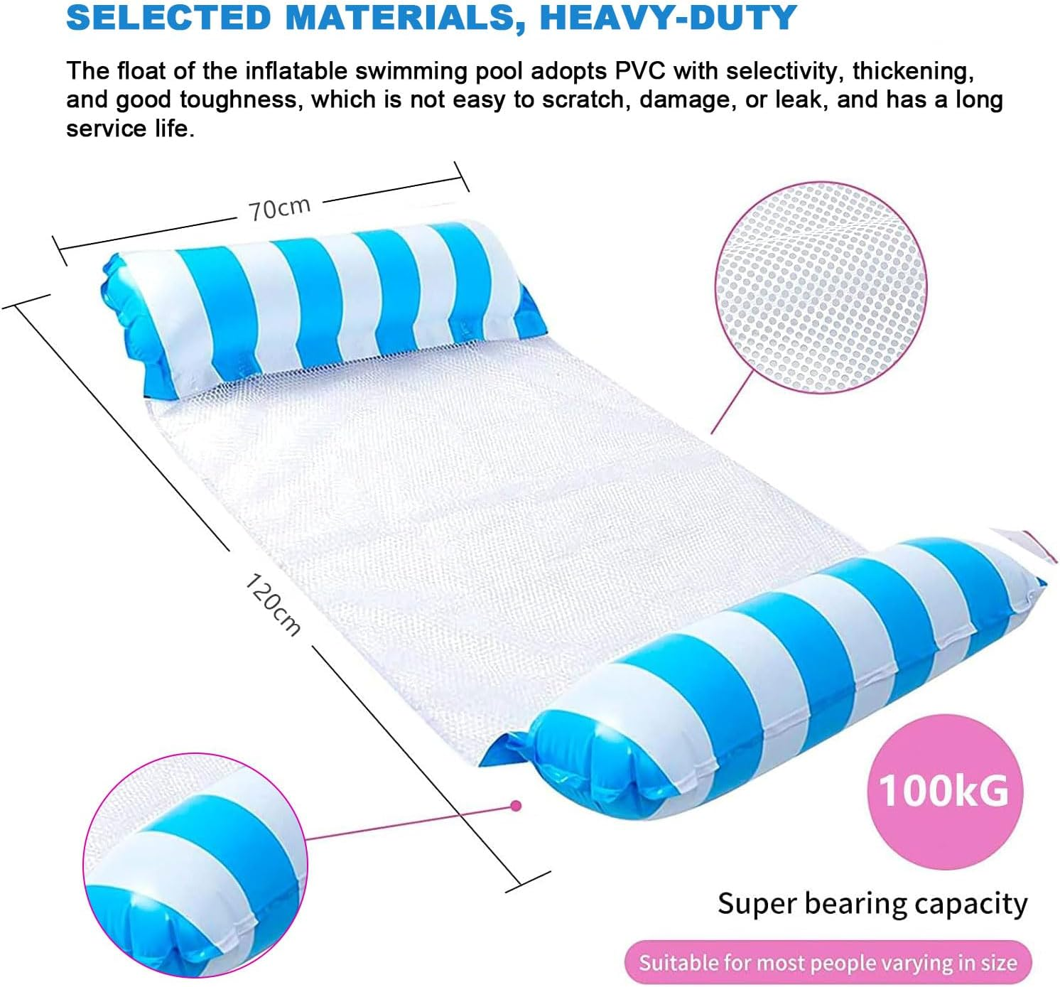 Water Hammock, 4 in 1 Inflatable Pool Float Hammock, Inflatable Swimming Pool & Beach Lounger, Multi-Portable, Saddles, Lounge Chairs, Drifters.For Adult Holiday Entertainment and Relaxation image number 1