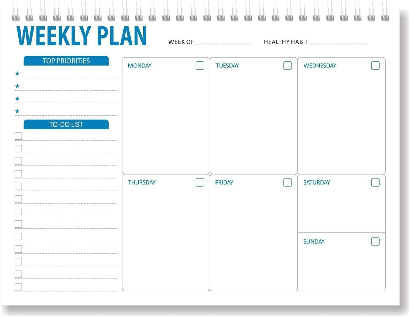 PQCLXUYA Weekly Planner Pad,Spiral Bound Weekly Goals Schedule,To-Do List Notebook,52 Weeks Calendars & Organizers for Meal, Appointments, Schedule, with Habit Tracker (Green)