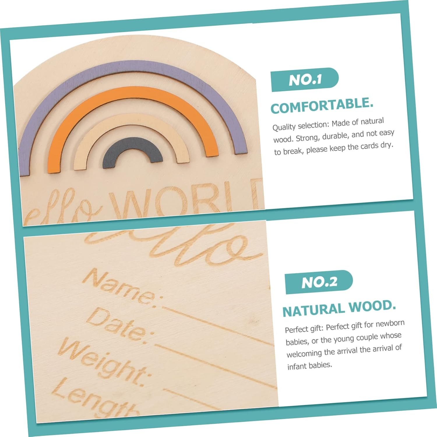 Wooden Month Card Milestone Cards Monthly Sign Birth Announcement for Nursery Decoration Newborn Photography Props Personalised image number 3