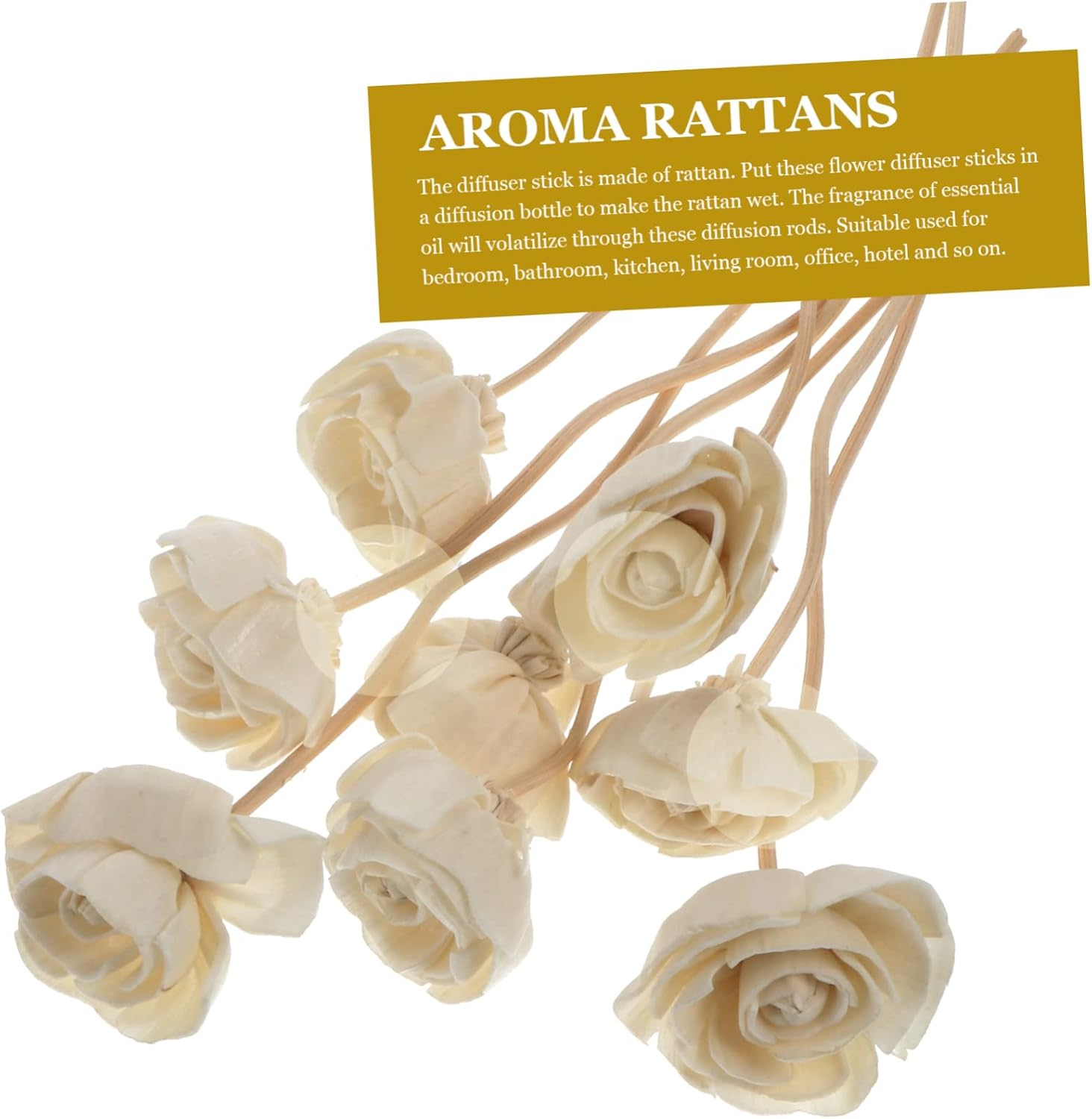 STOBAZA Essential Oil Diffuser Sticks Flower Diffuser 22Cm White Rattan Flower Shape Design Natural Atmosphere Interior Decoration for Bathroom Kitchen image number 1