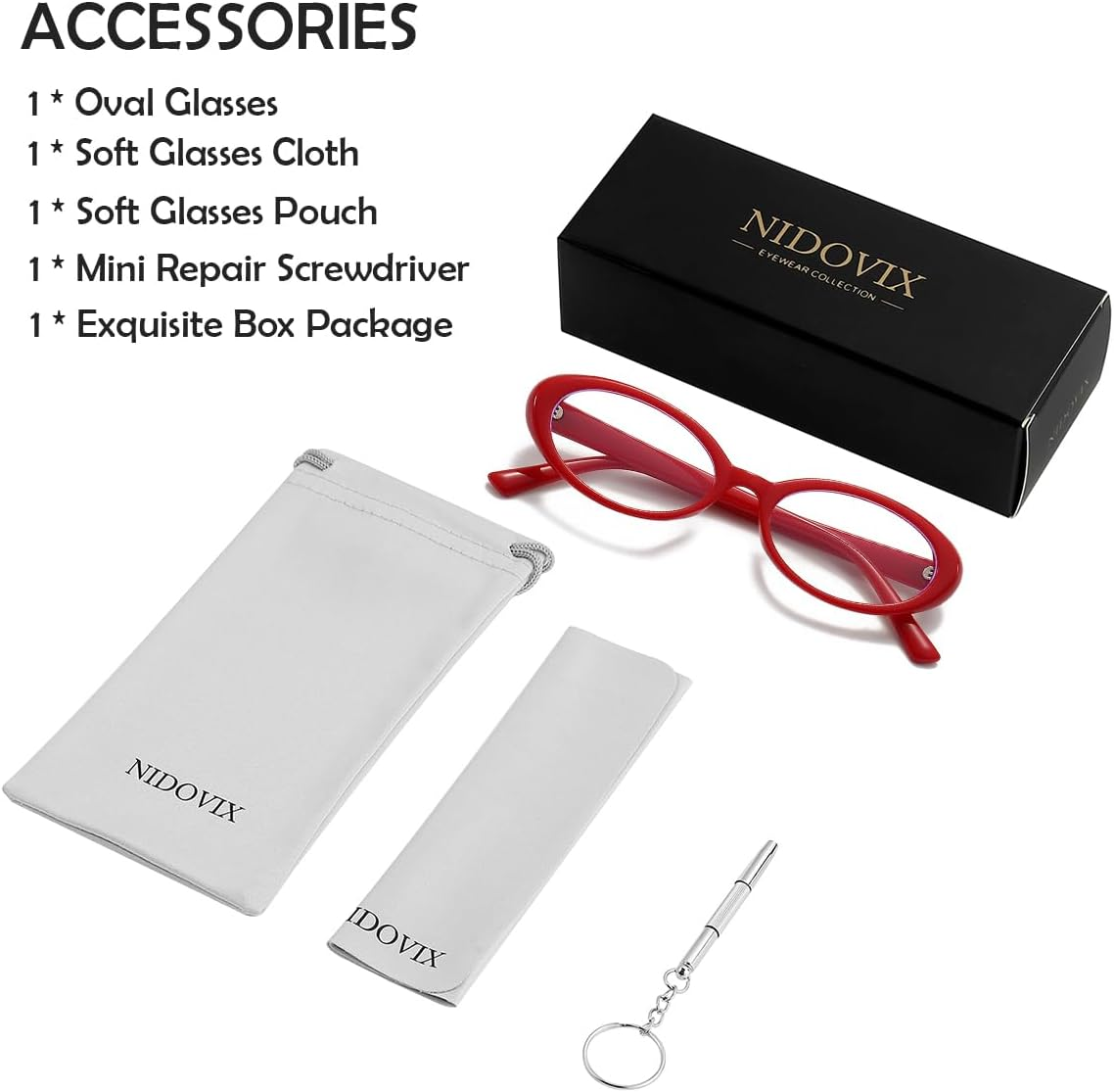 NIDOVIX Oval Frame Clear Lens Glasses for Women Men Classic Vintage Retro Oval Non  Eyeglasses image number 2