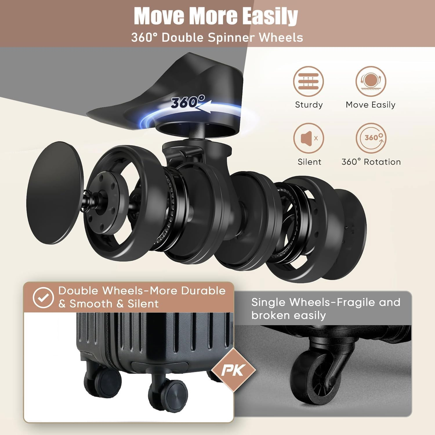 LIODUX 3 Piece Luggage Sets, 20/24/28In Expandable Hardshell Luggage, Hardside Lightweight Durable Carry on Suitcase Sets with Spinner Wheels and Two Hooks (Black) image number 2