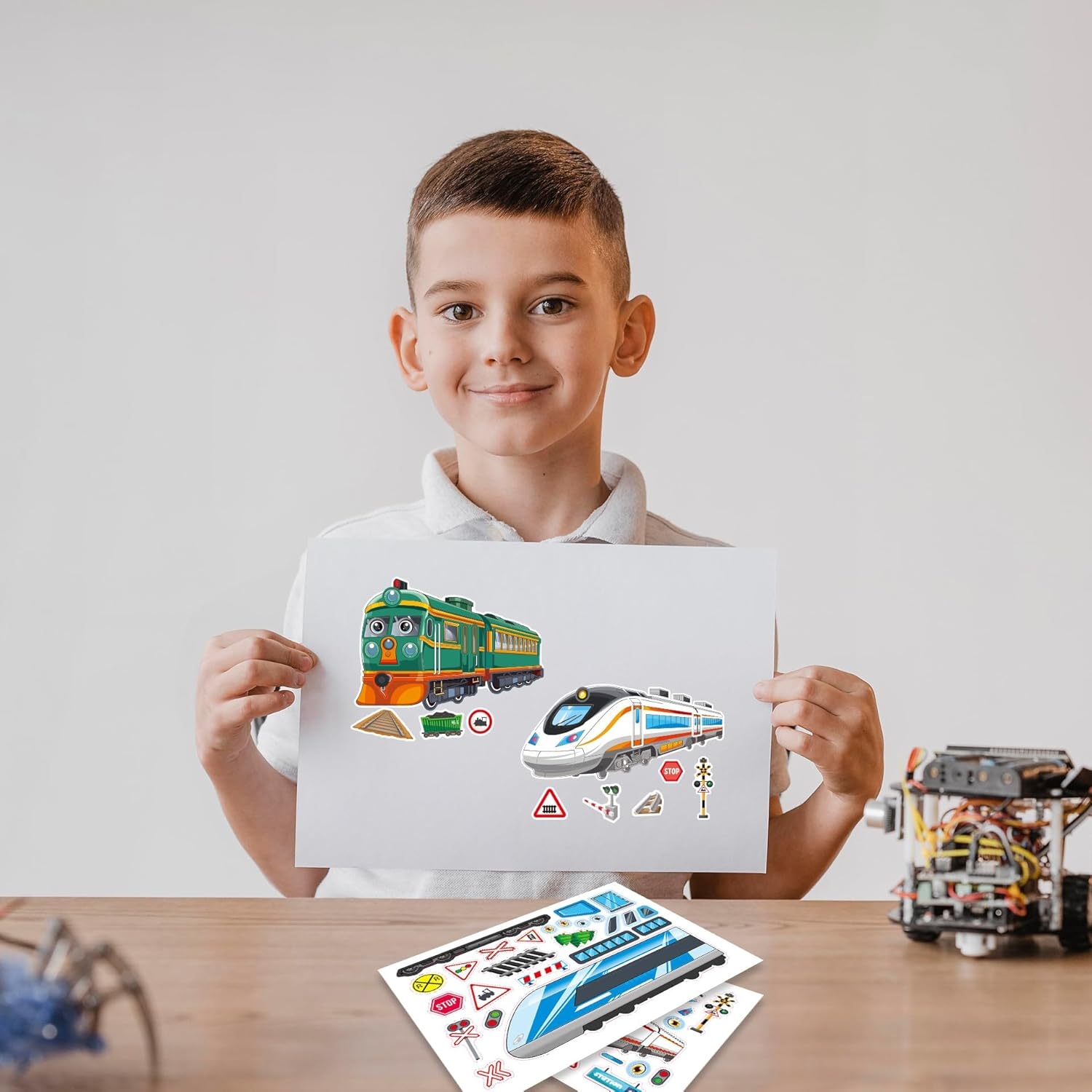 Levigo 32 Sheets Train Stickers Make Your Own Car Stickers Train Party Favors Gifts for Boys image number 2