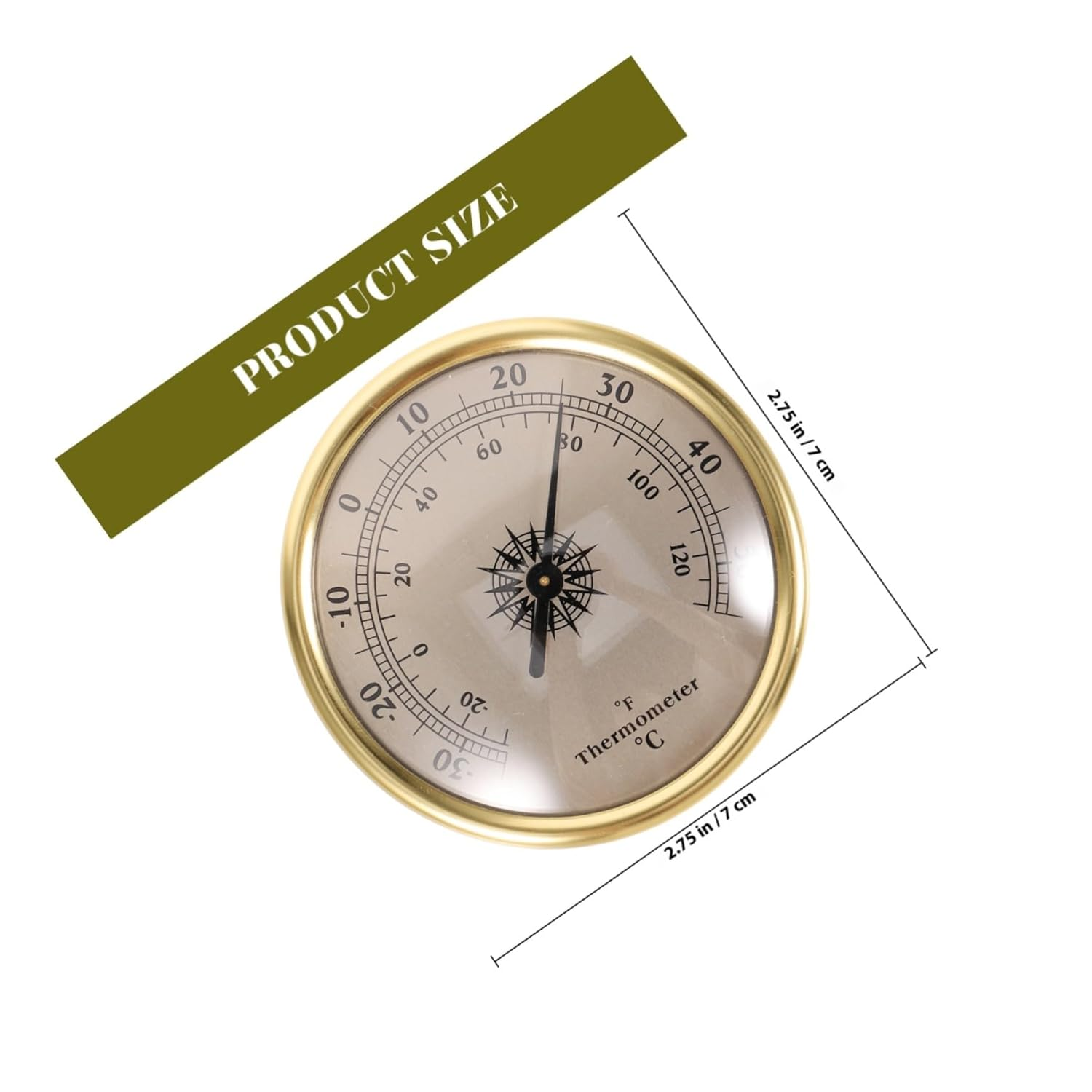 Wall Mounted Indoor Thermometer and Temperature Gauge for Home Use Small round Metal Temperature Meter Fahrenheit Display Weather Station Tool image number 6