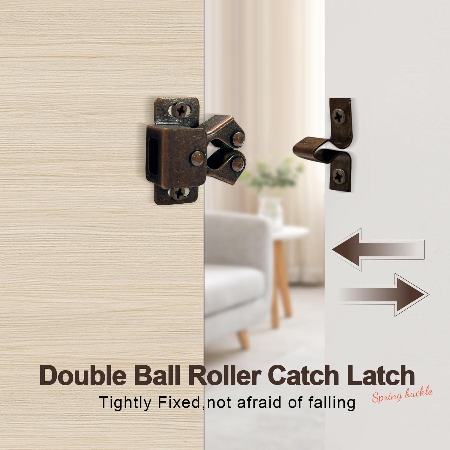 10PCS Cabinet Latch Double Roller Catch Hardware Catches Cabinet Latch Black Sturdy Catches Cabinet Latch Hardware with a Box for Cupboard Closet Kitchen Cabinet Door Latches and Catches - Funcyboo
