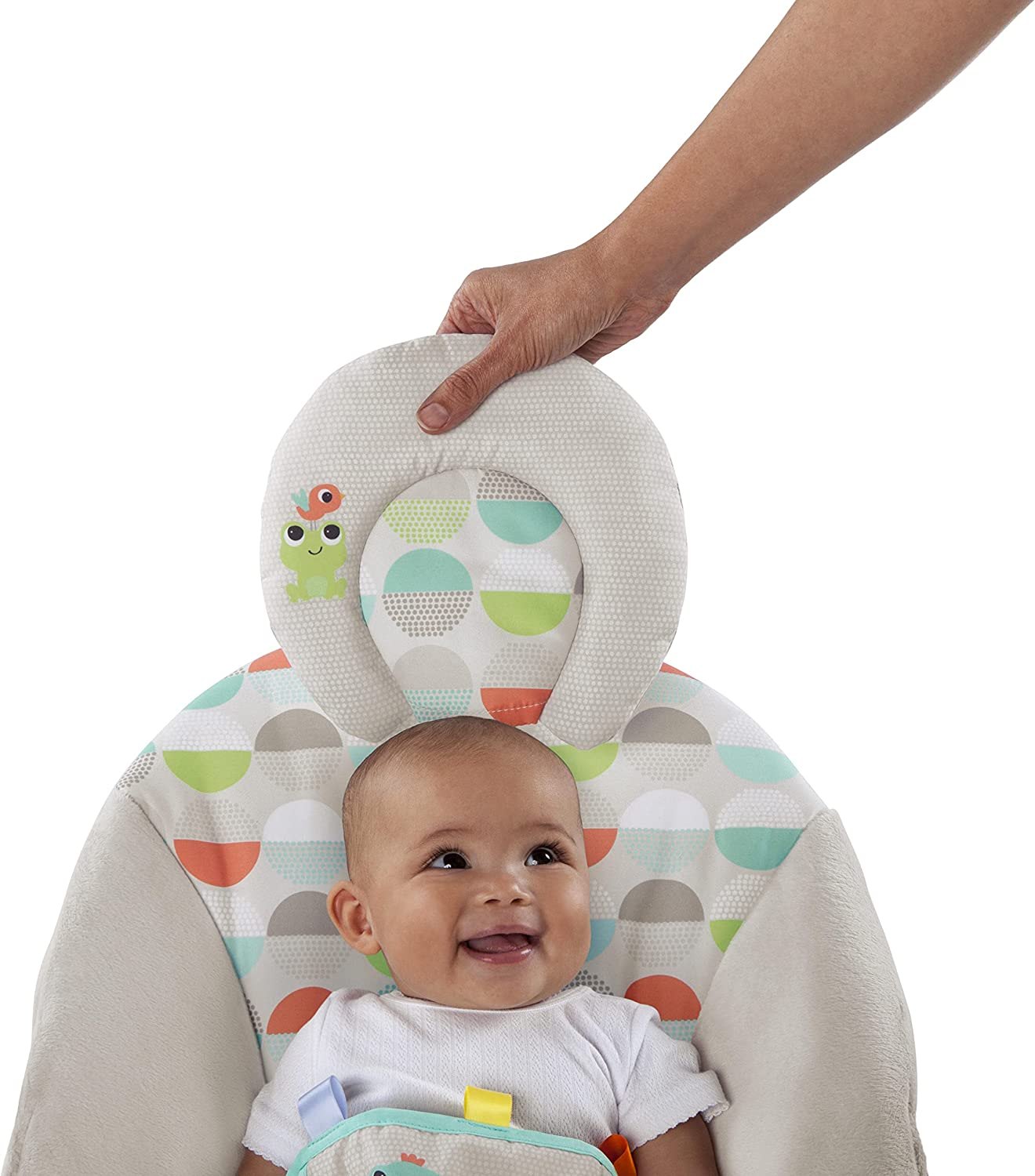 Kids II Bright Starts Happy Safari Bouncer Soothing Vibrations Infant Seat for 0-6 Months Baby image number 6