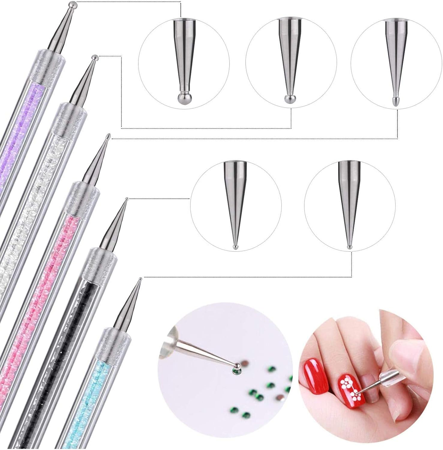 5 Pieces Nails Arts Liner Brushes Nail Design Dual Ended Painting Brush Pen image number 2