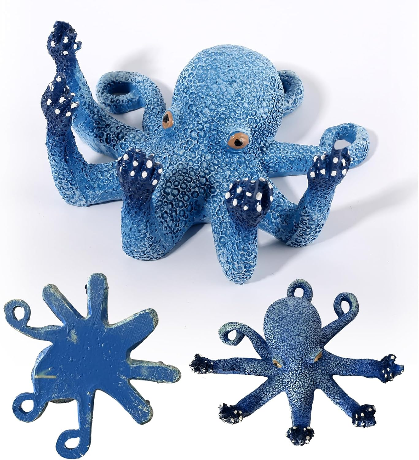 Octopus Aquarium Ornaments Decoration, Blue Artificial Sea Life, Glowing Fingers Enhance Visual Appeal, Suitable for Various Fish Tanks