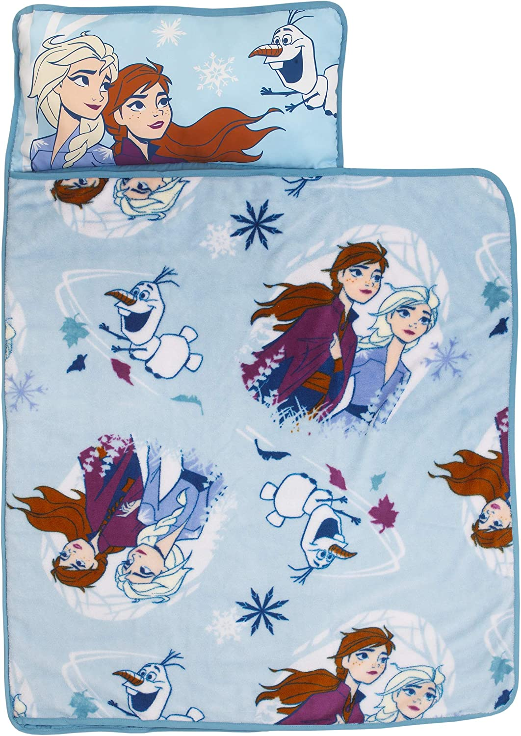 Disney Frozen 2 - Spirit of Nature Padded Nap Mat with Built in Pillow, Blanket & Name Label, Blue, Purple, Yellow image number 3