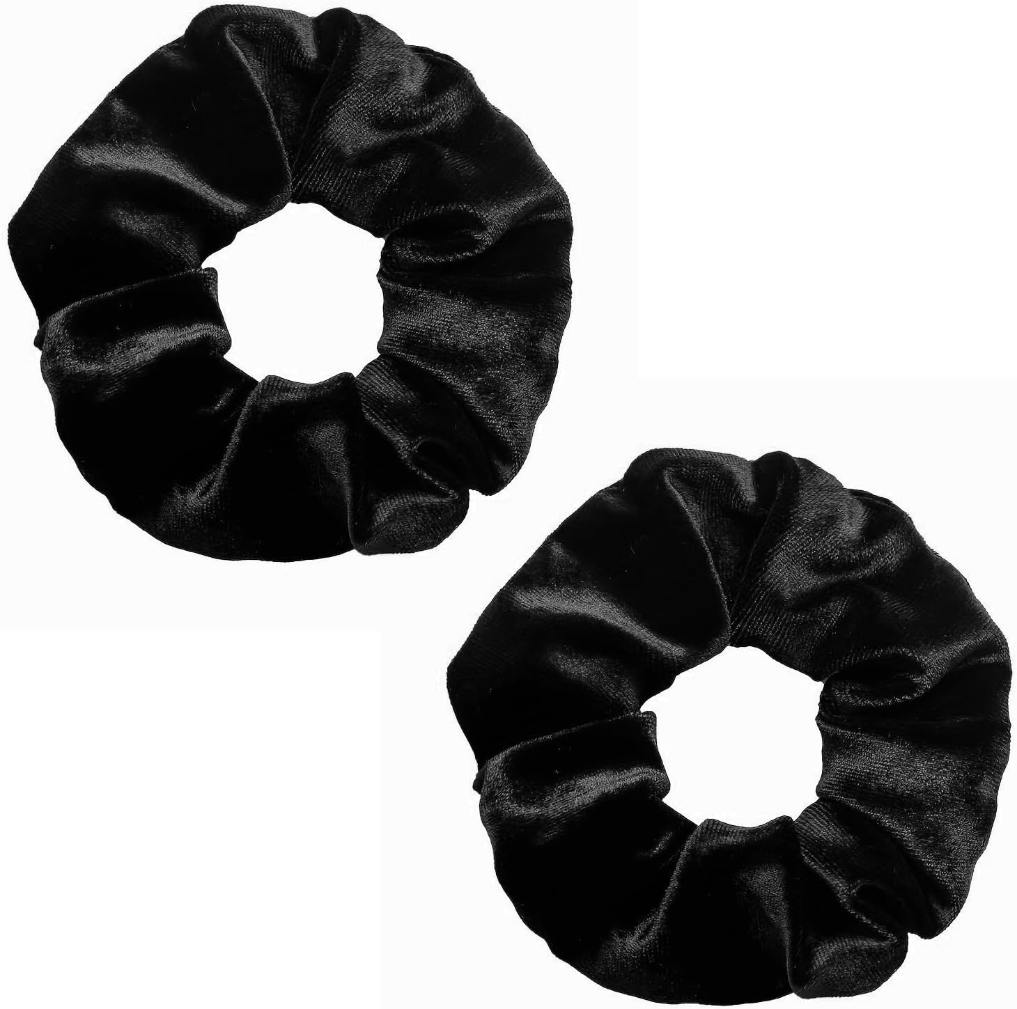 Pack of 2 Black Hair Bobbles, Women'S Velvet, Elastic Women'S Soft Scrunchies, Strong Hold Scrunchies, Black Ponytail, Scrunchies Hair Scrunchies, for Stylish Women and Girls, Curly image number 4