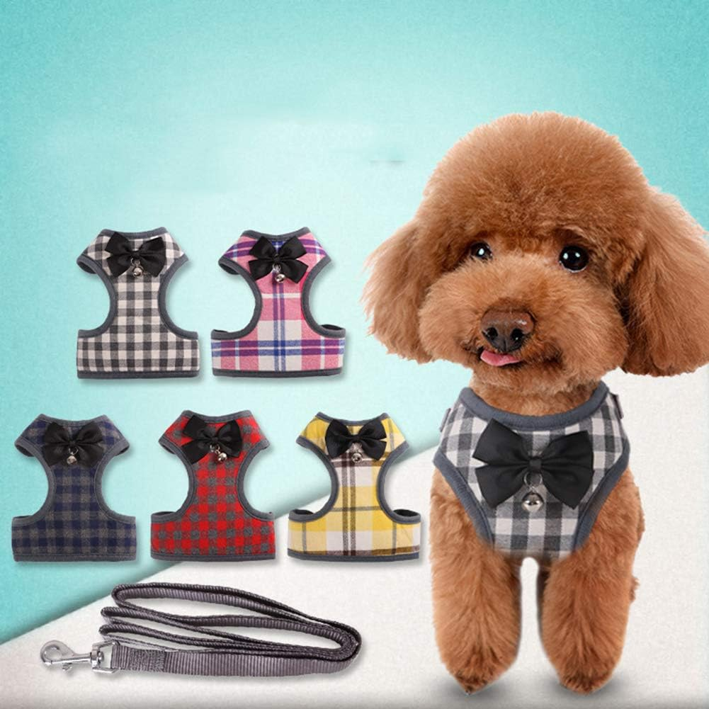 Small Dog Harness and Leash Set, Pet Cat Vest Harness with Bowknot Mesh Padded for Small Puppy Dogs Chihuahua Yorkies Pug image number 4