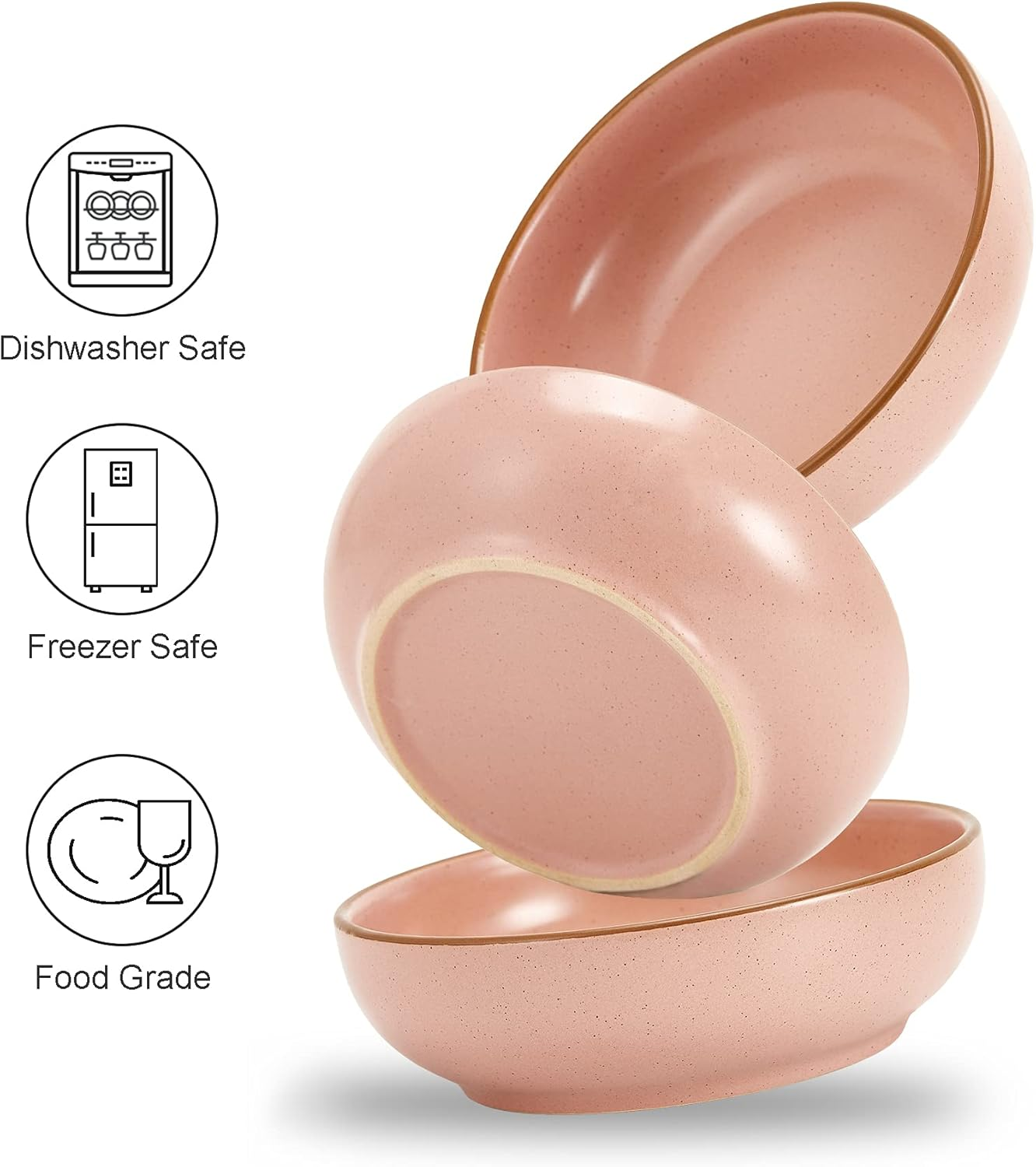 Ceramic Cat Bowls, Howise Pet Bowl Cat Dishes for Food and Water, 5.19 in Cat Food Bowl 3 Pack Pet Dishes for Cats Puppy, Matte Pink Finish image number 5
