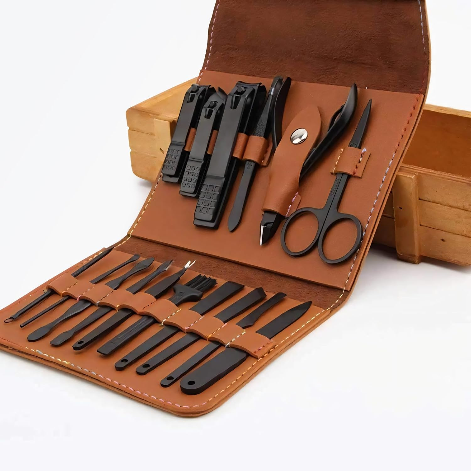 DAWNTREES Nail Clippers Set 16 in 1 Manicure Set Stainless Steel Professional Pedicure Set,Women'S Nail Clippers,Rose Gold Nail Scissors,Nail File, Nose Hair Scissors,Eyebrow Razor.