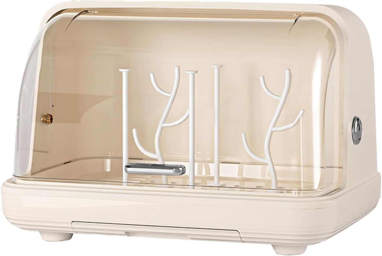 Baby Bottle Storage, Dustproof Baby Bottle Drying Rack, Bottle Dryer Holder with Cover Lid and Removable Drainboard, Bottle Rack Dryer for Kitchen Cabinet image number 2