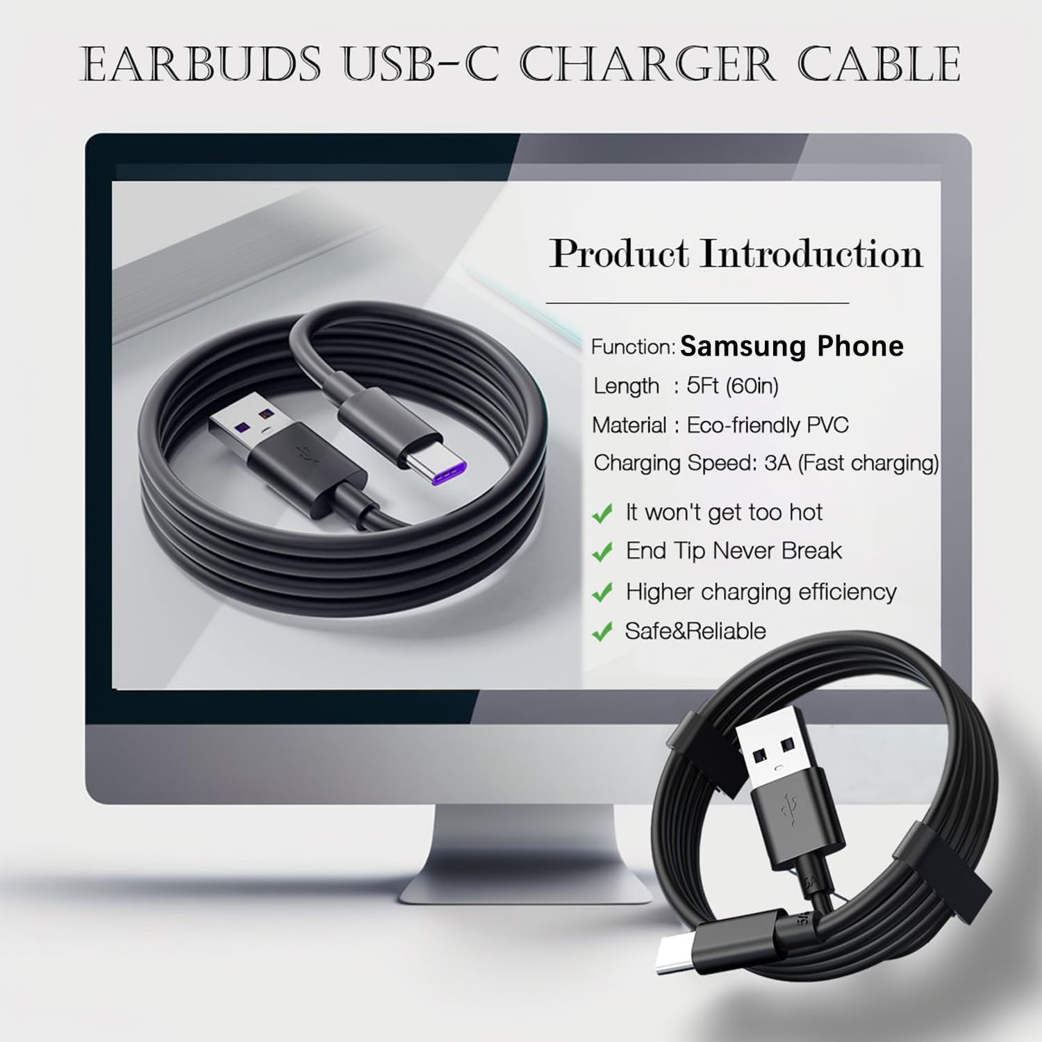 USB C Charger for Samsung Galaxy A17 A07 A26 A16 A06 A15 A14 5G A13 A54 A03S A53 A23 A34 A24 A33 Android Samsung Phone 3.0A 10W Type C Fast Charger Charging Cable Cord 1.5M image number 4