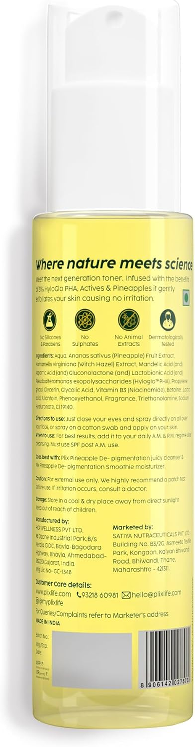 PLIX - the PLANT FIX Pineapple PHA 3% Alcohol Free Face Toner (150Ml) | Pore Tightening & Mild Exfoliation for Oily Acne Prone Sensitive & Normal Skin | Hydrating Face Toner for Glowing Skin image number 2