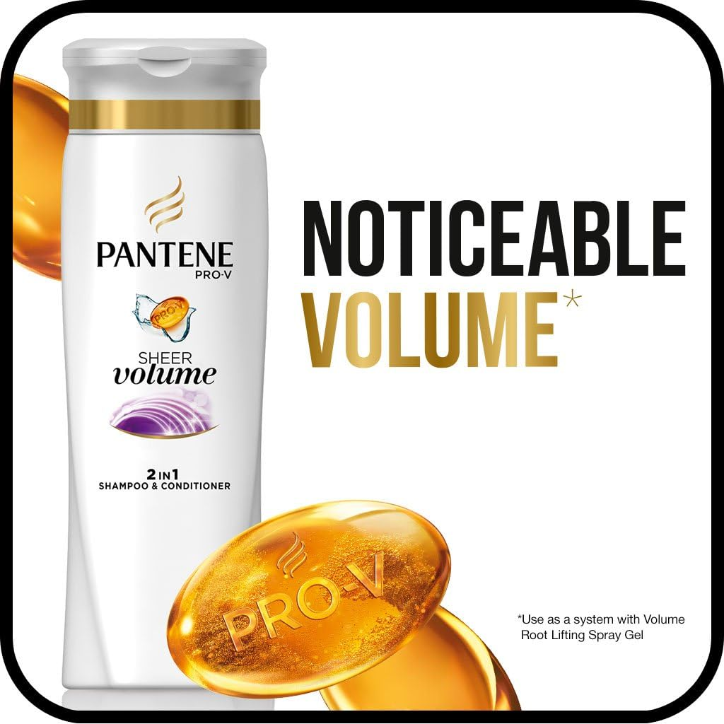 Pantene Pro-V Fine Hair Solutions 2 in 1 Flat to Volume Shampoo & Conditioner by Pantene for Unisex - 12.6 Oz Shampoo & Conditioner, 378 Ml