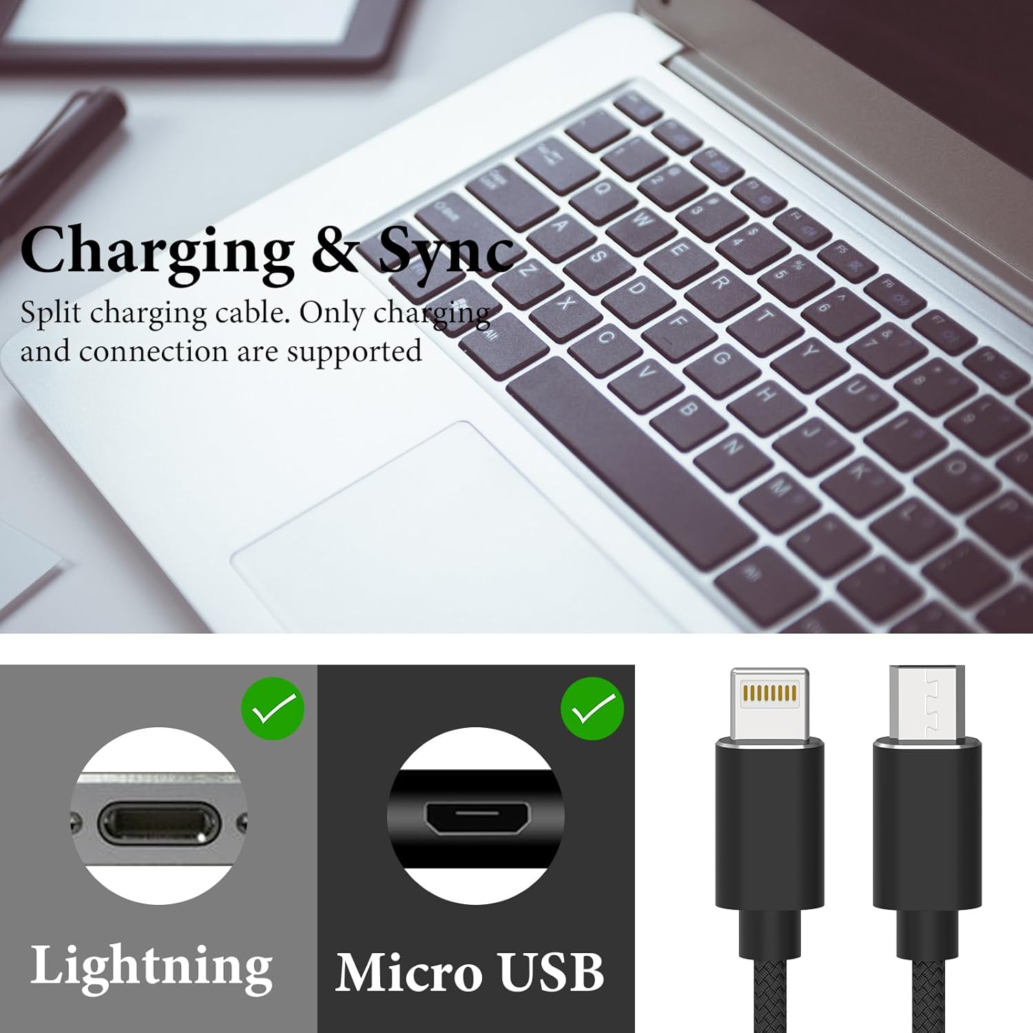 Geekria for Creators Micro USB to Lightning Microphone Cable 3.3 Ft / 100 CM, Compatible with Shure MV7, MV88+, MV5, MV51, Mvi, Replacement Mic Cord (Black) image number 4