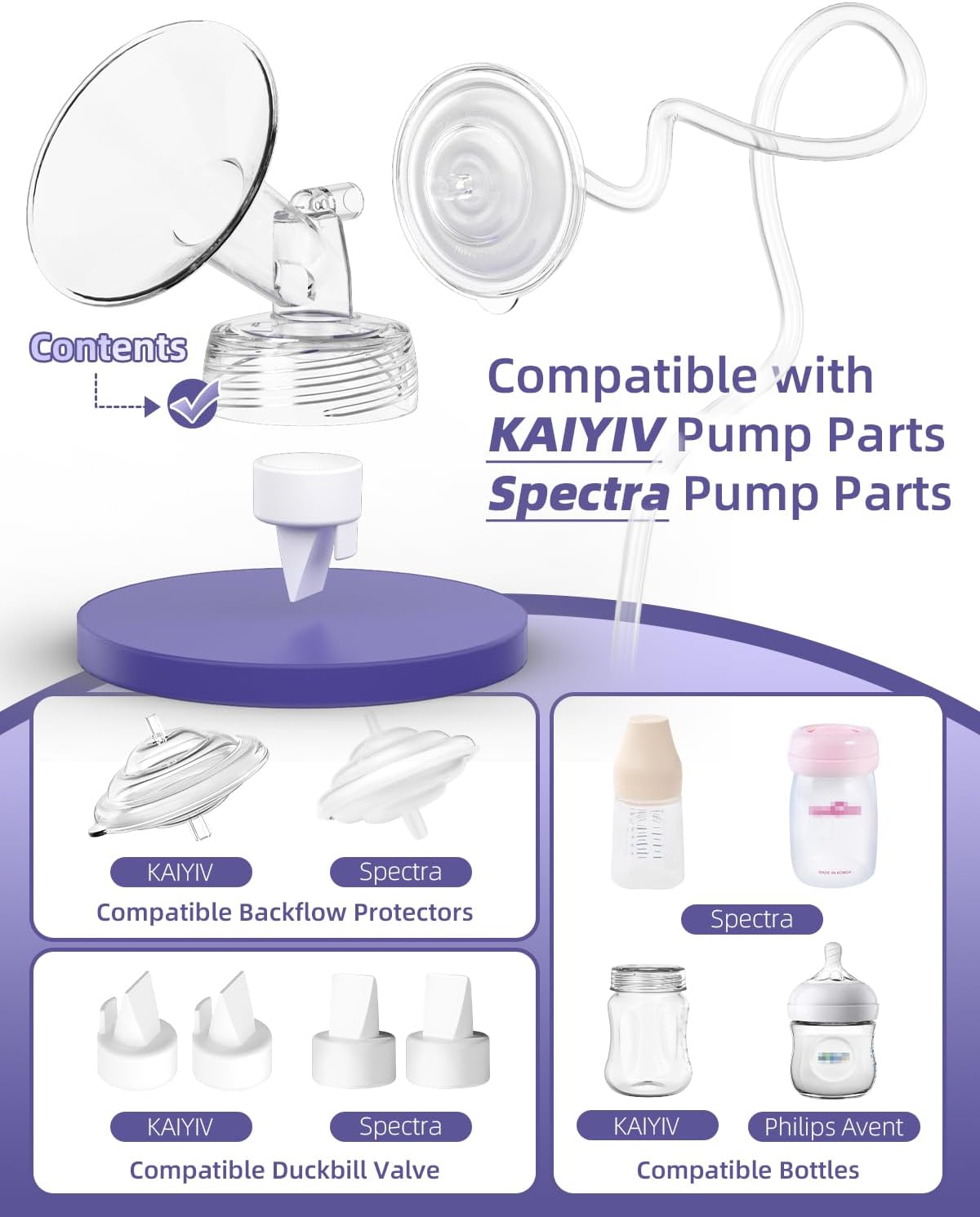 Spectra Replacement Pump Parts Compatible with Spectra S2 S1 Replacement Kit for Pump Parts 19Mm Flange Duckbill Valve Tube Bottle Backflow Protector, Not Original S2 S1 Accessories image number 3