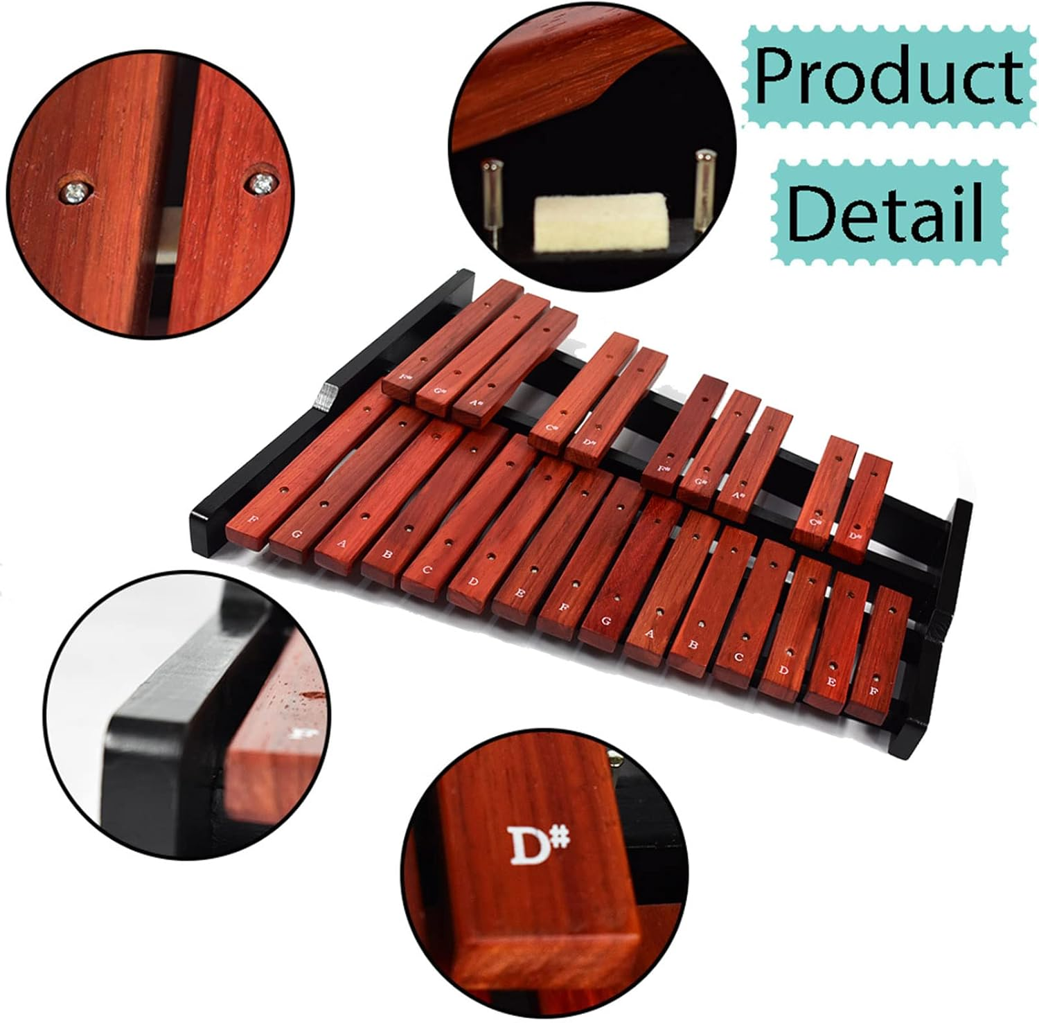 TNZMART 25 Note Xylophone Wooden Glockenspiel Xylophone with Mallet Professional Percussion Instrument (Xylophone) - Xylophone With Stand image number 7
