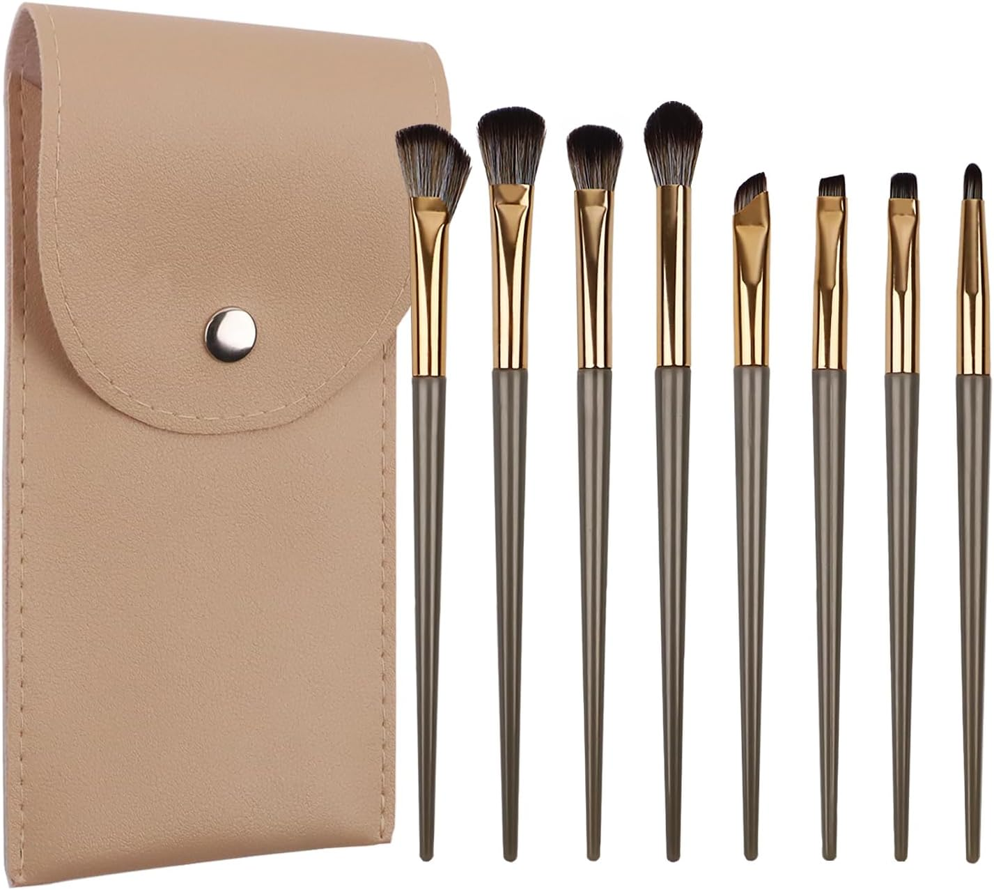 8PCS Eyeshadow Brush Set, 8 Different Eyeshadow Brush Heads, Soft Bristles and Plastic Handle, Comes with Leather Storage Bag image number 1