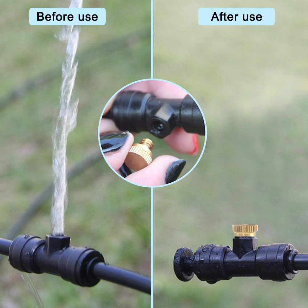 Yucool 3/16 Outdoor Cooling System Misting Nozzles Brass, Screw Threaded Brass Misting Nozzle Plug for Outdoor Cooling Systems, Protecting Faucets image number 1