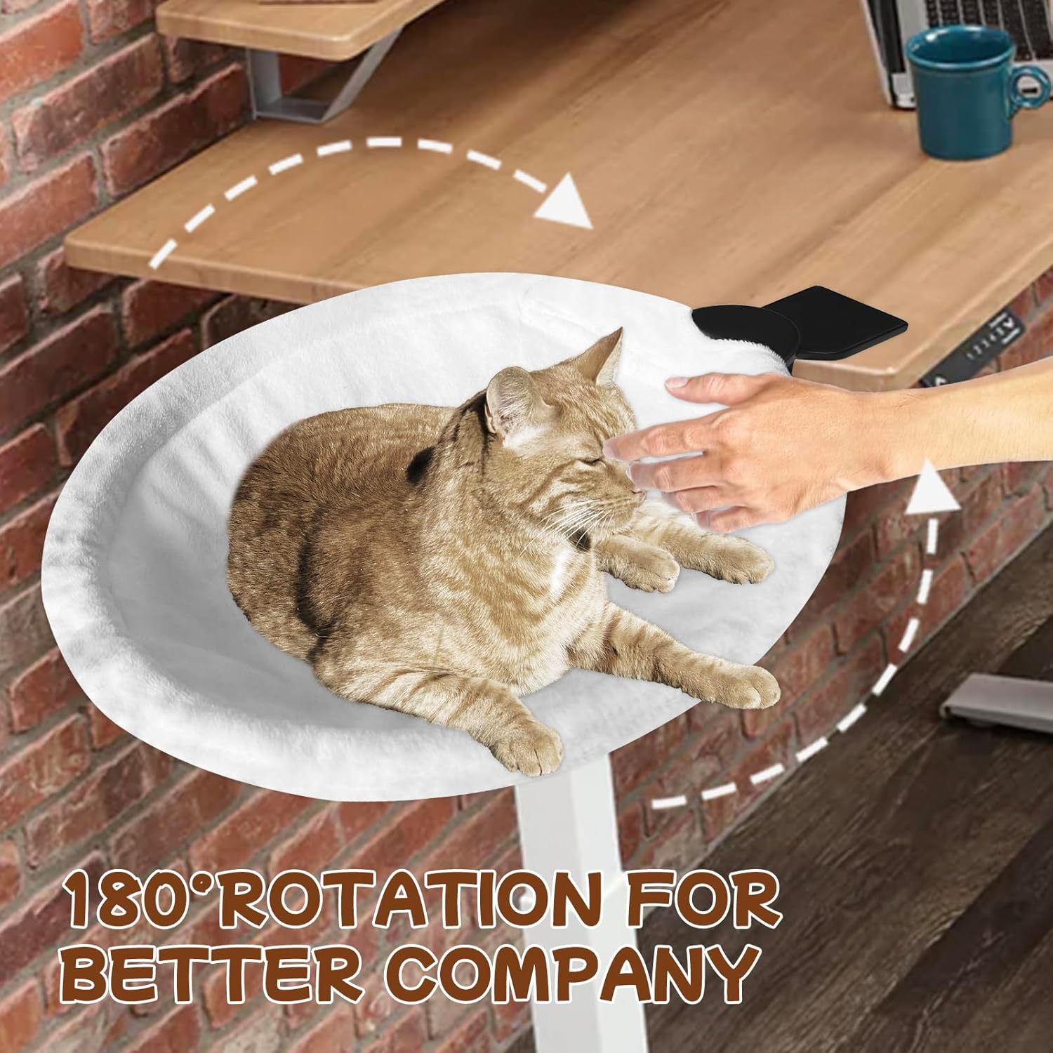 Homegroove Cat Desk Bed, Extra-Large & Space-Saving Cat Bed for Desk, Sunken Design Holds up to 40Lbs, Soft Faux Fur Material for Desk, Office, Gamers, Removable & Washable(White) image number 1