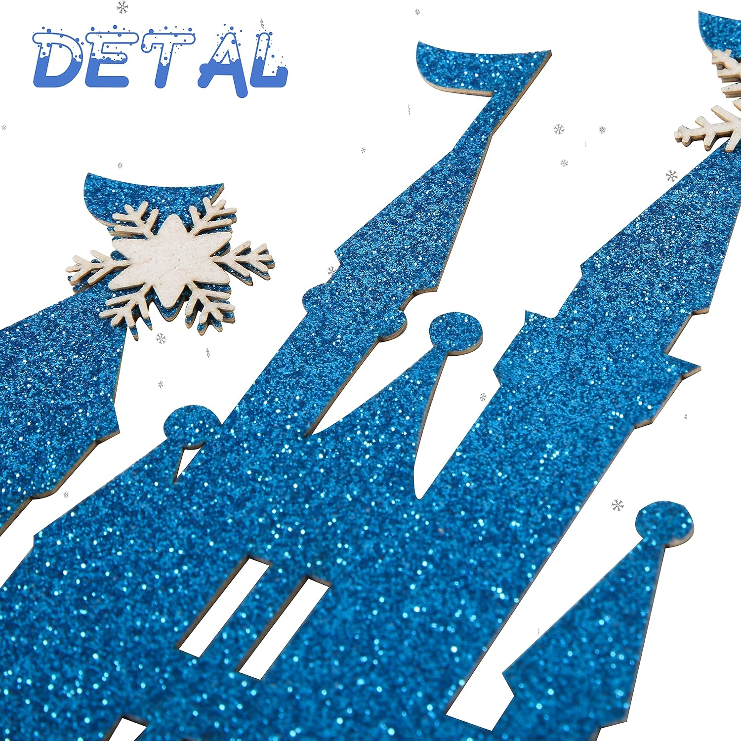 Frozen Castle Birthday Cake Topper Decoration Snowflake Frozen Theme Castle Cake Topper for Winter Wonderland Christmas Party Supplies image number 6